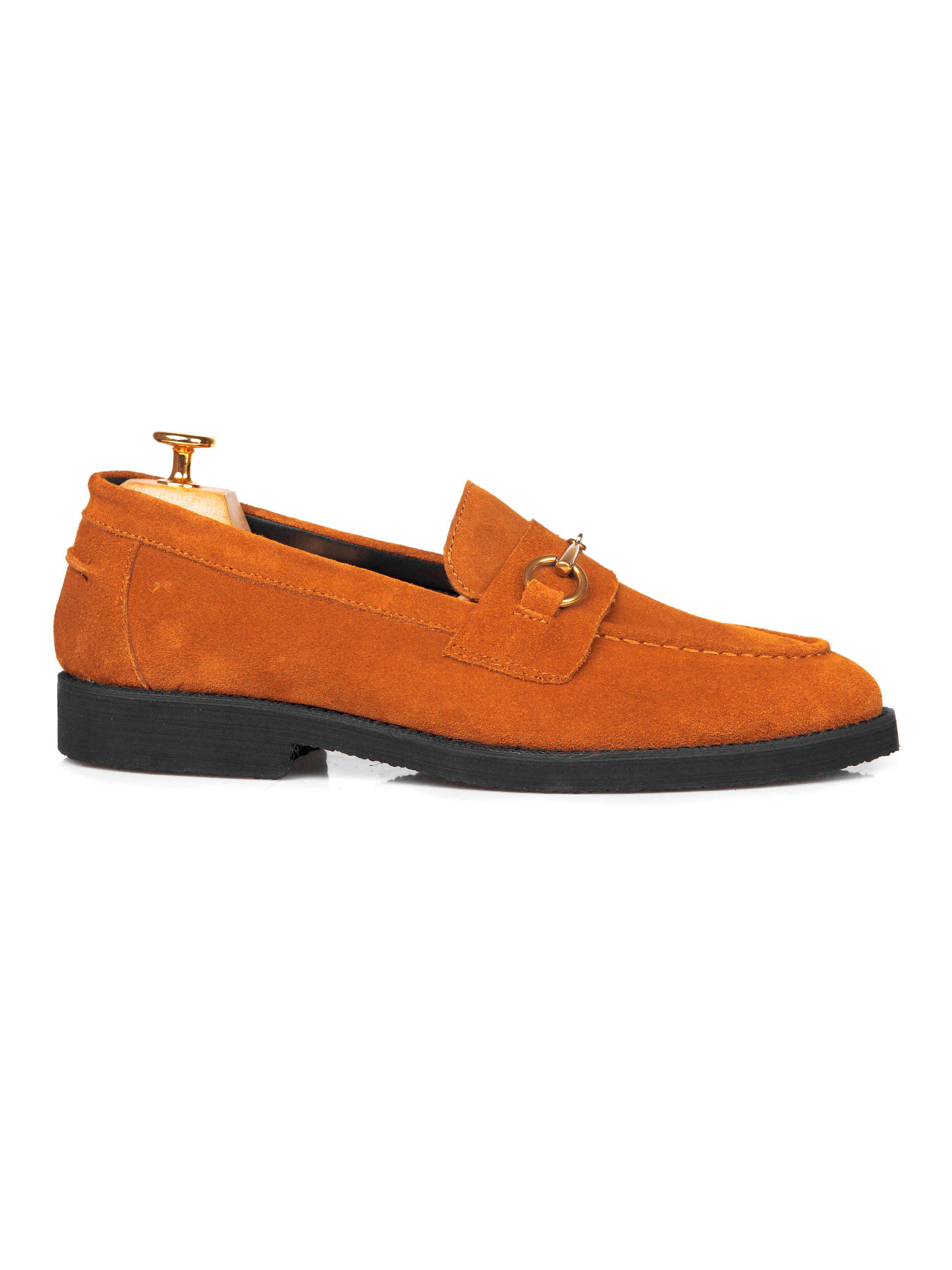 Penny Loafer Horsebit Buckle - Tangerine Suede Leather (Crepe Sole)