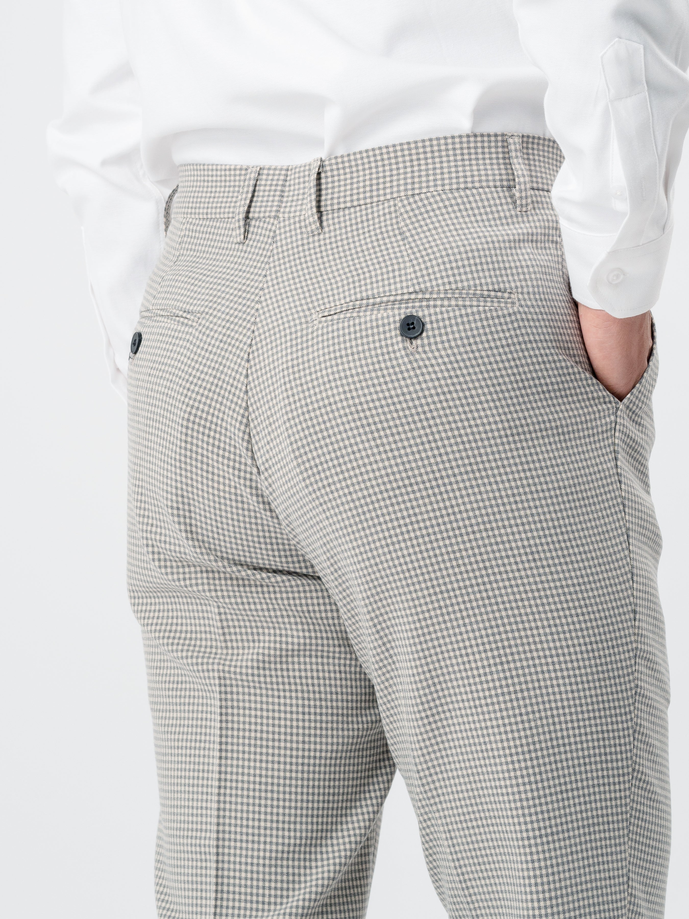 Trousers With Belt Loop - Ash Grey Plaid (Stretchable) | Zeve Shoes