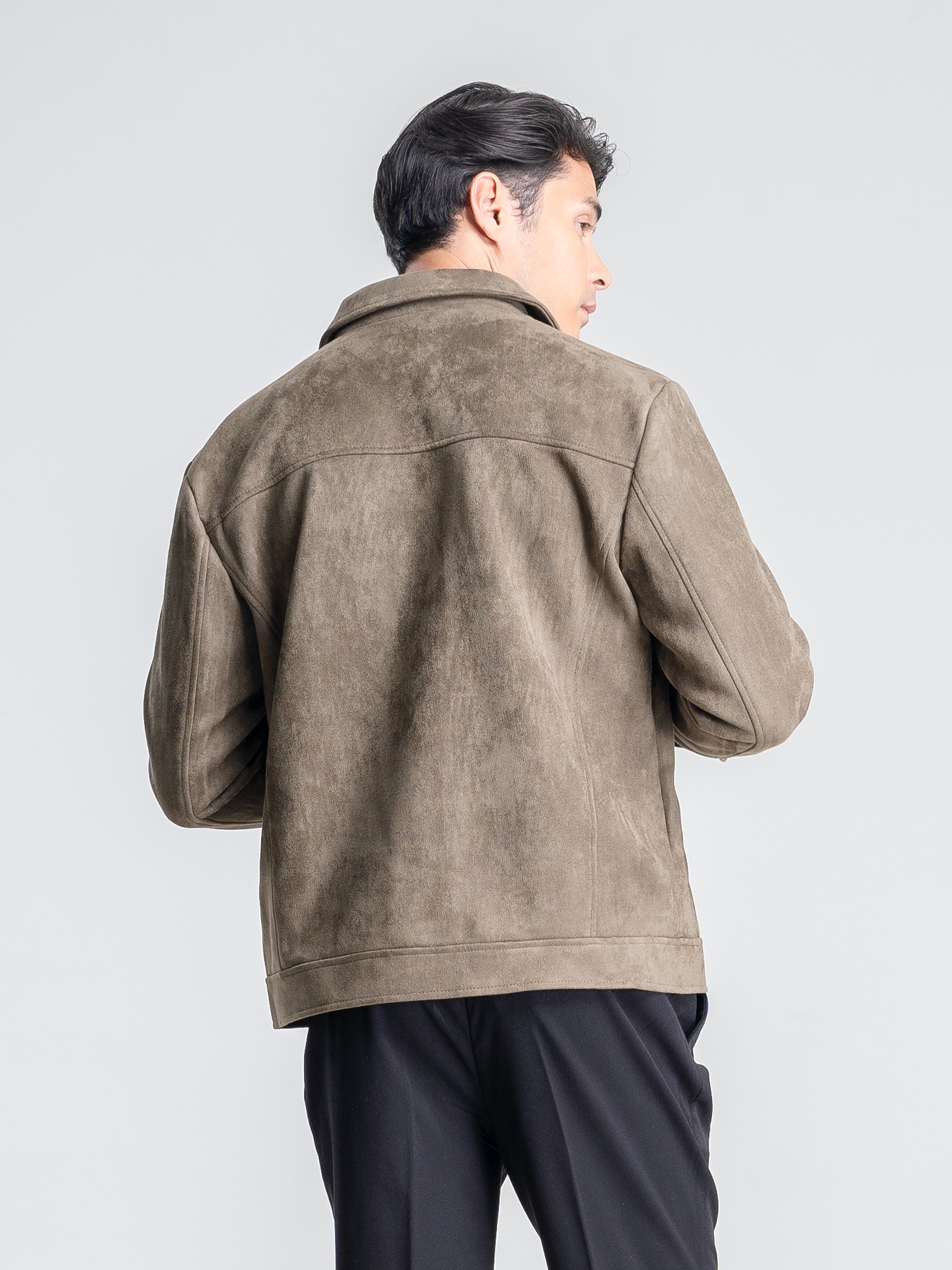 Suede Jacket with Zipper - Green