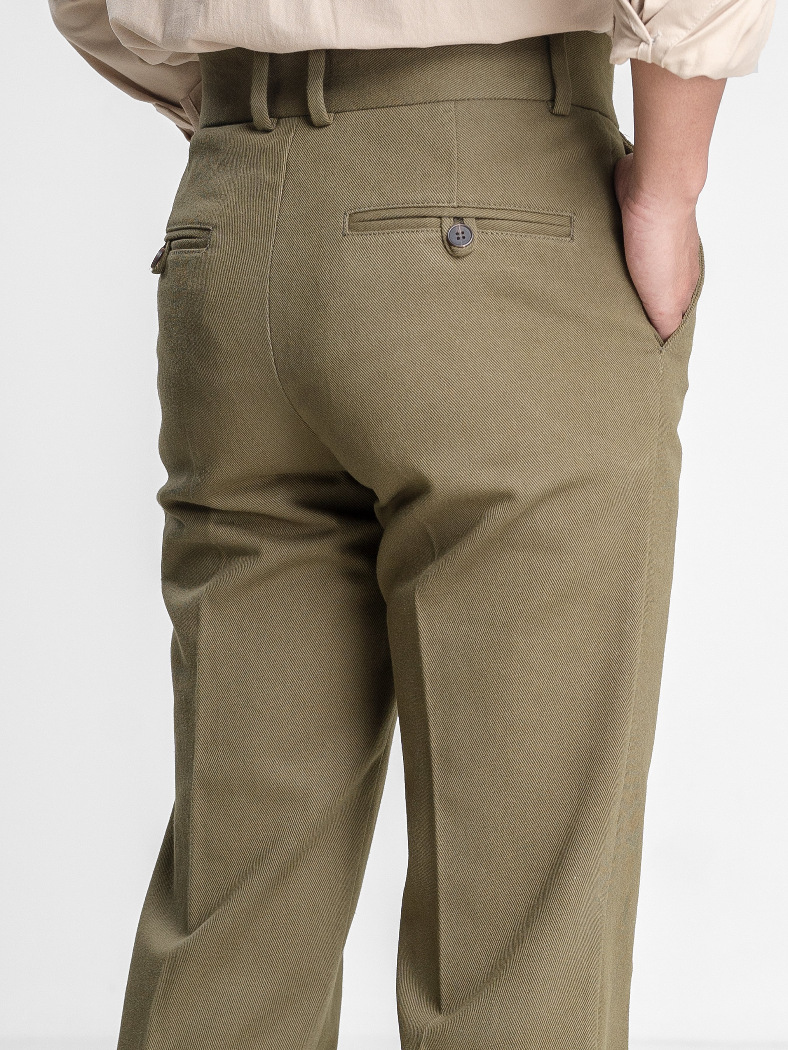 Jose Straight Cut Trousers - Olive Green