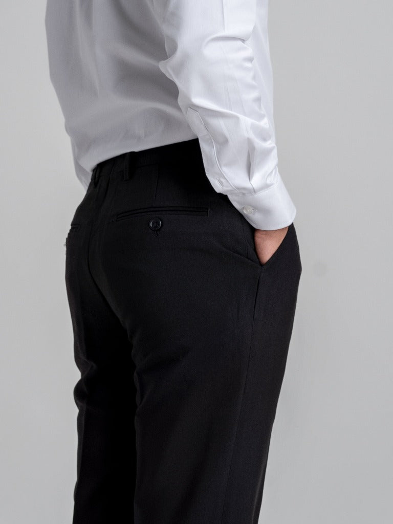 Trousers With Belt Loop - Deep Black Plain (Stretchable)