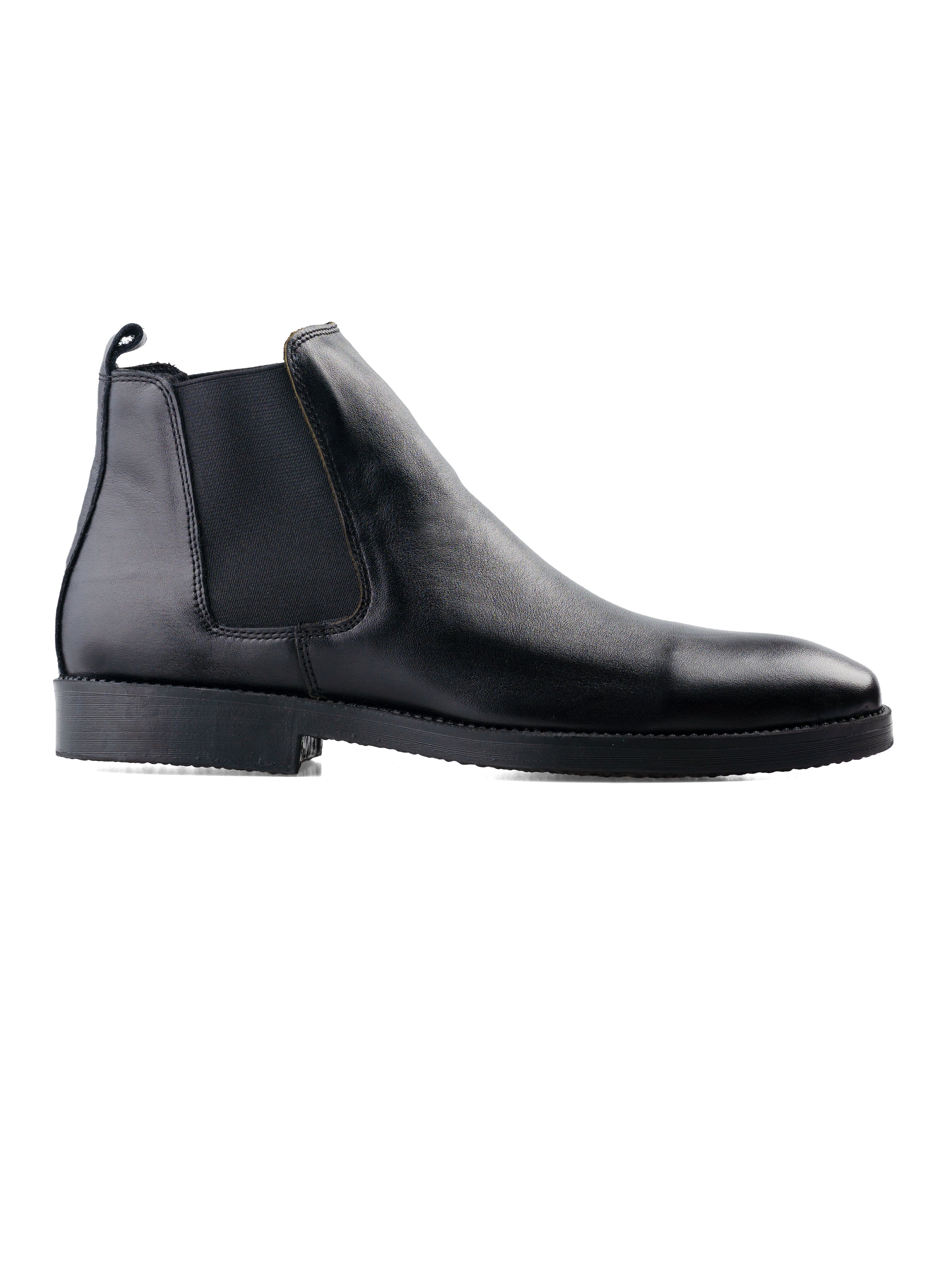 Chelsea Boots - Black Polished Leather (Crepe Sole)