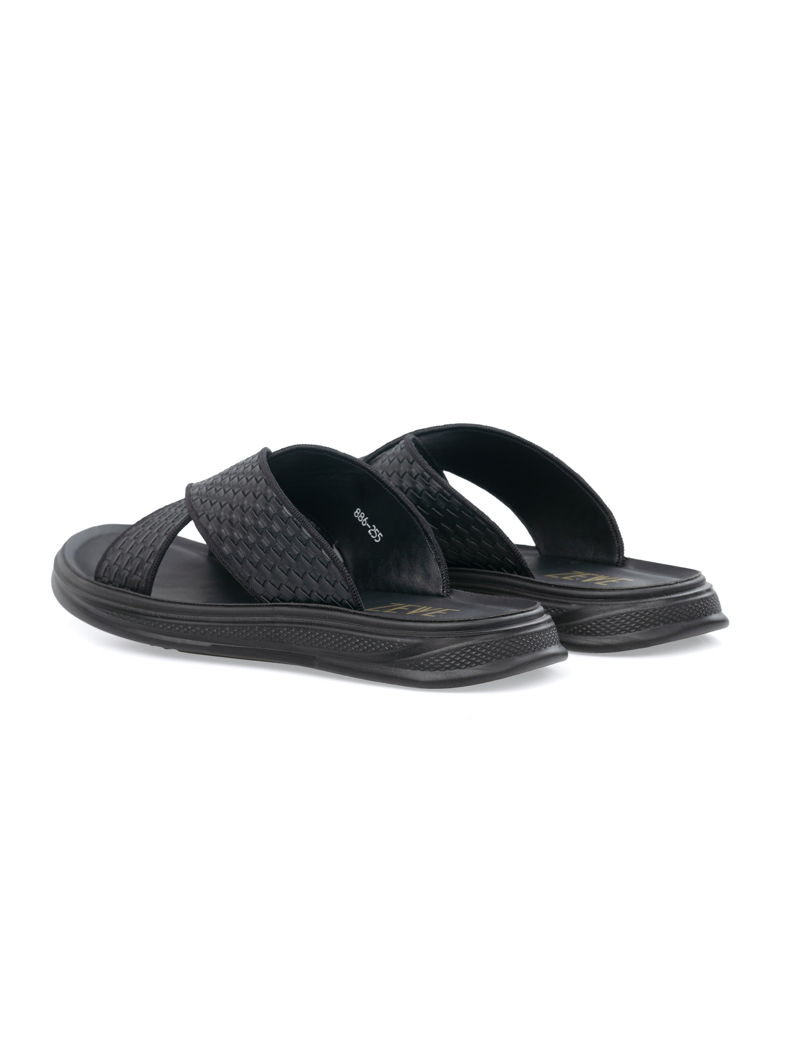 Cross Strap Sandal - Black Woven (Cloud Sole) | Zeve Shoes