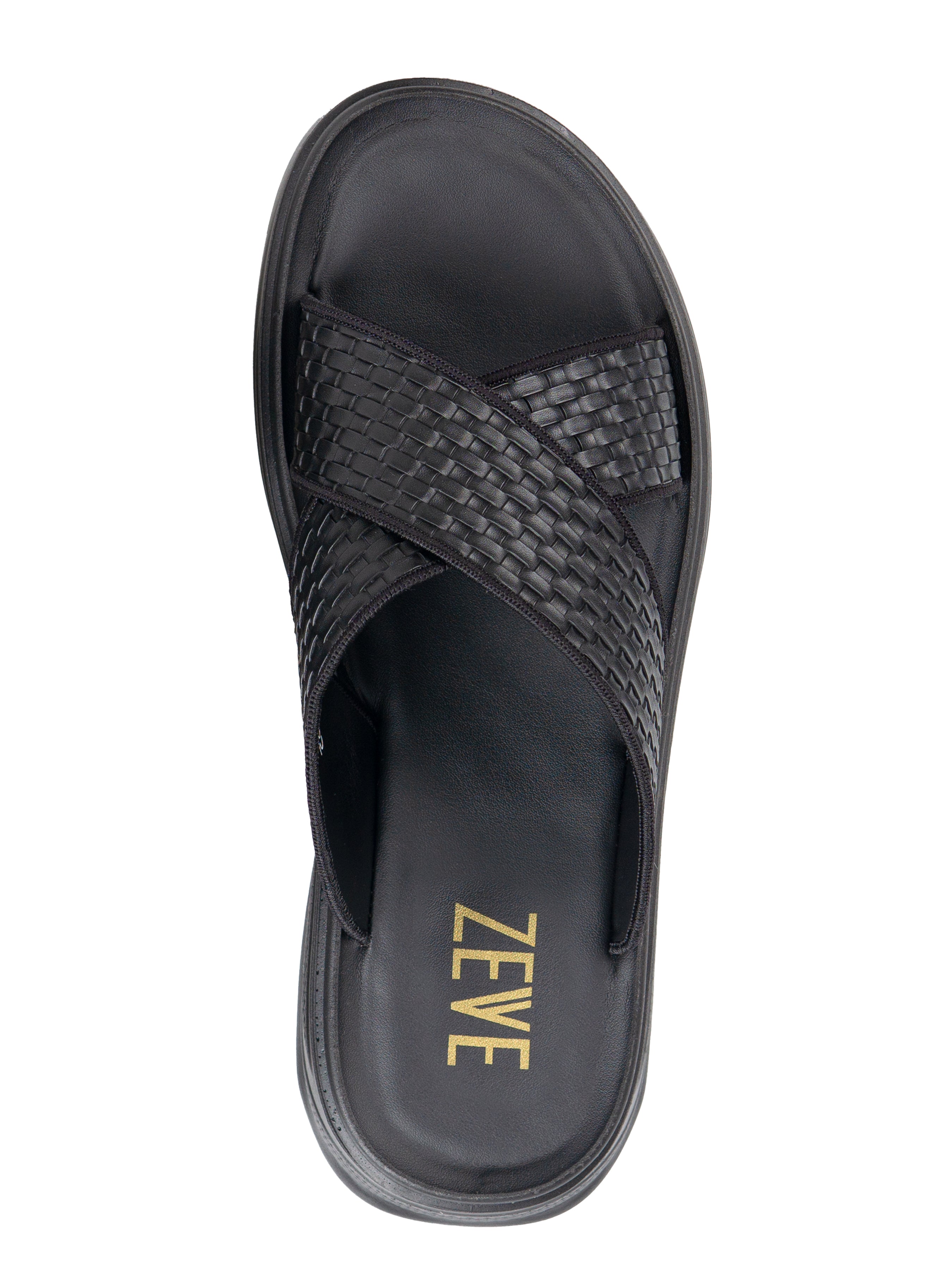 Cross Strap Sandal - Black Woven (Cloud Sole) | Zeve Shoes