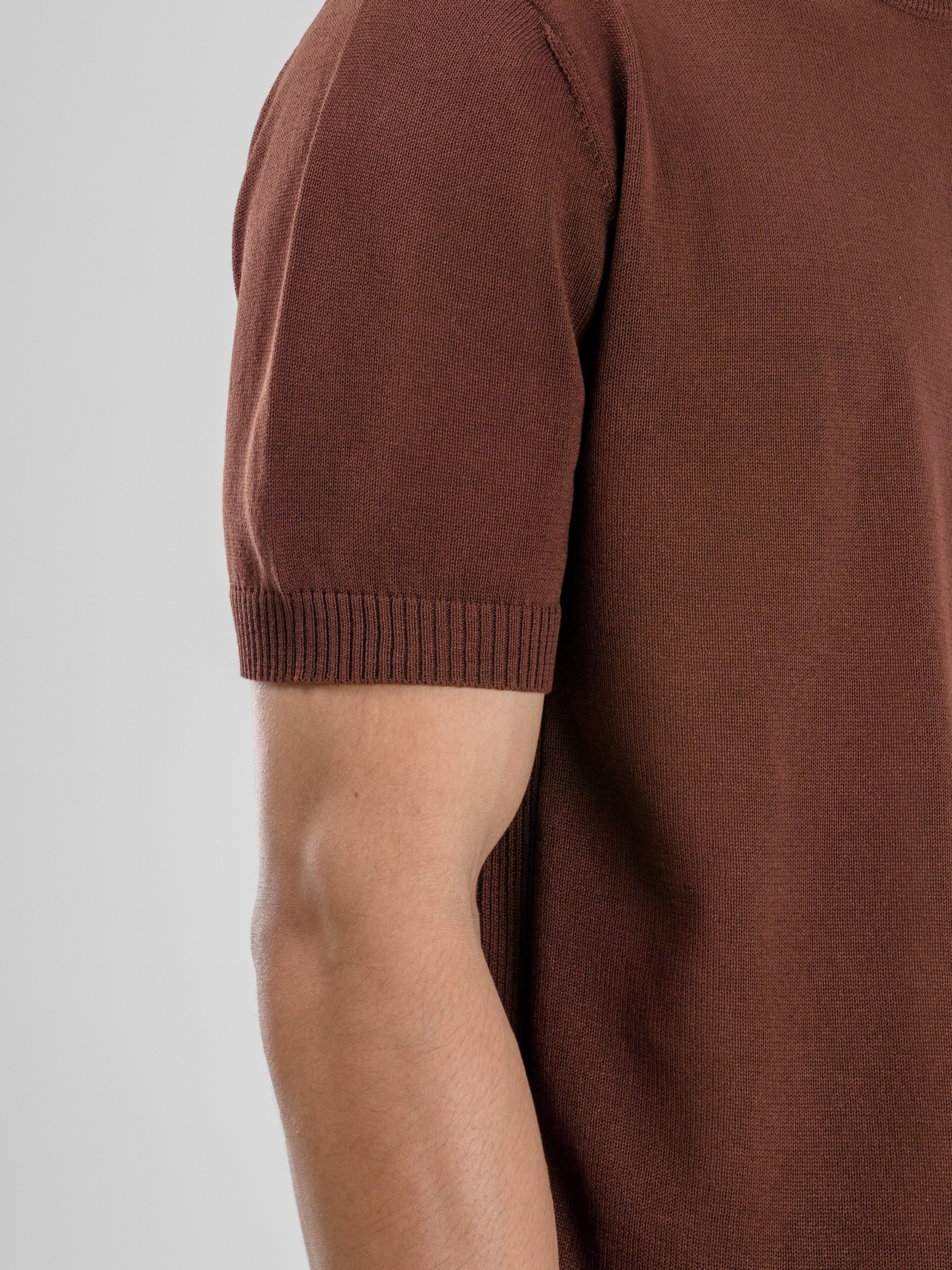 Dany Round Neck Knit Tee - Coffee