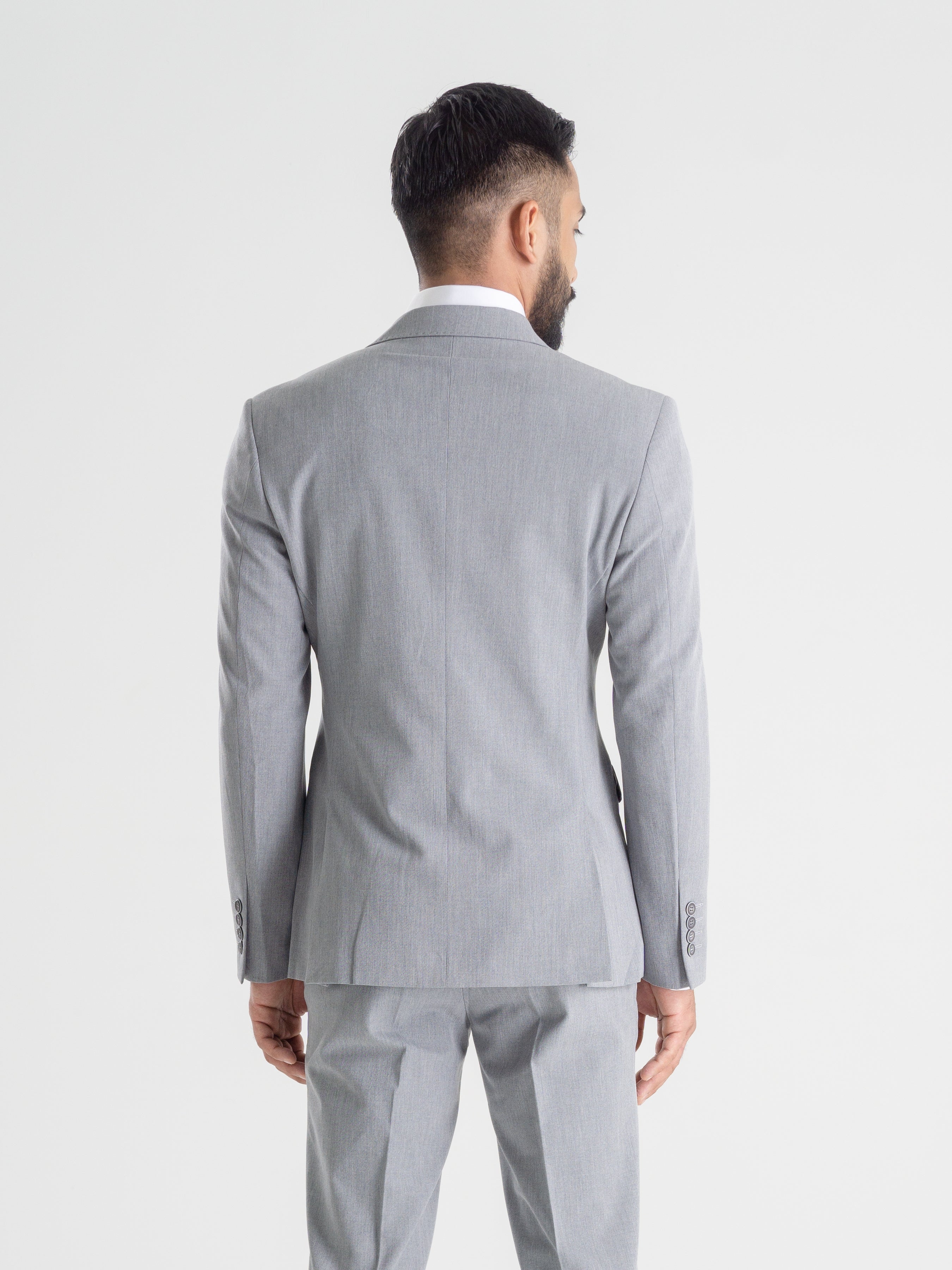 Double Breasted Suit Blazer - Light Grey (Peak Lapel)