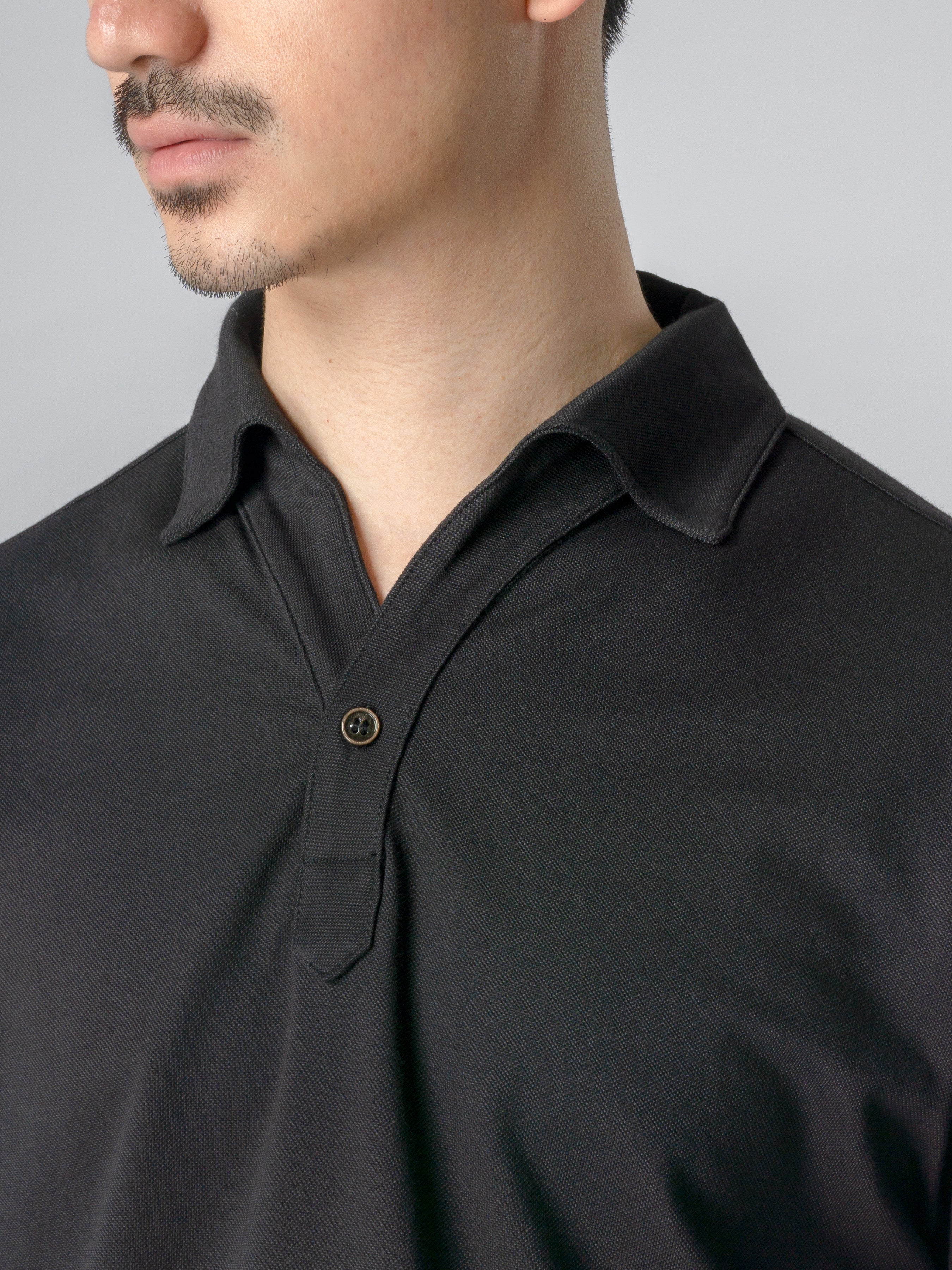 Ezio Polo Shirt - Black One-Piece Collar