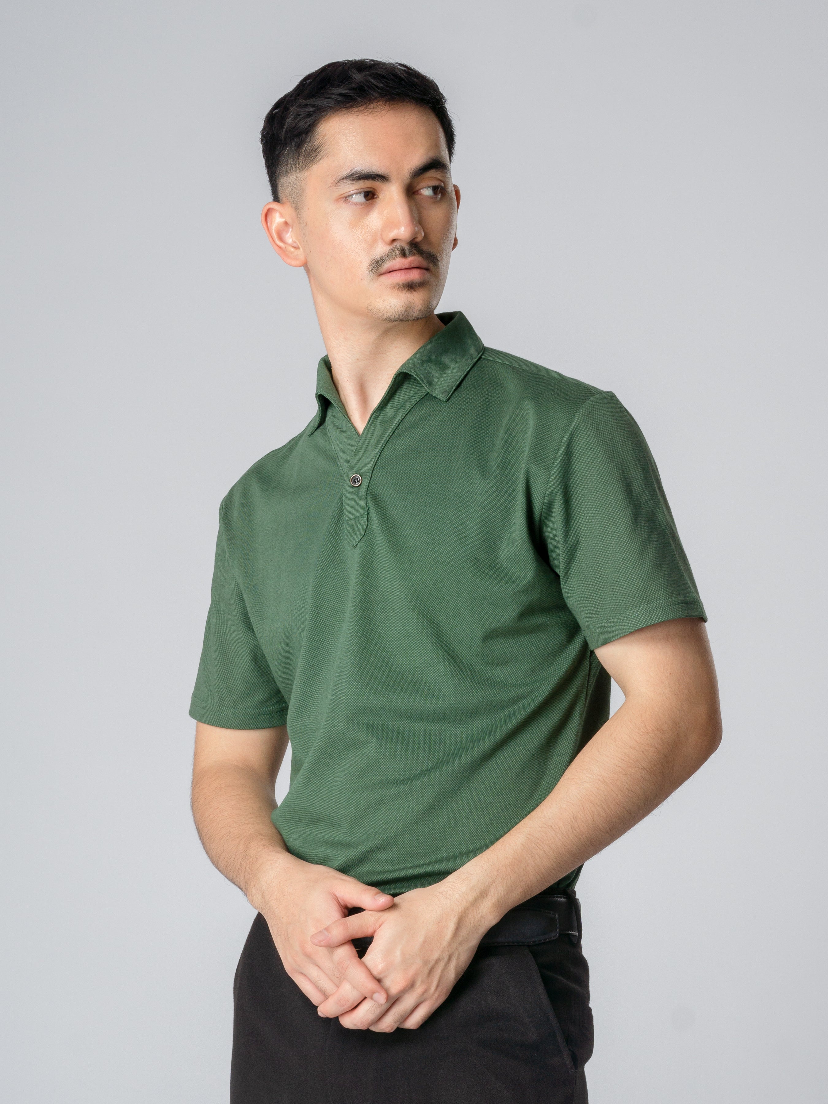 Ezio Polo Shirt - Forest Green One-Piece Collar
