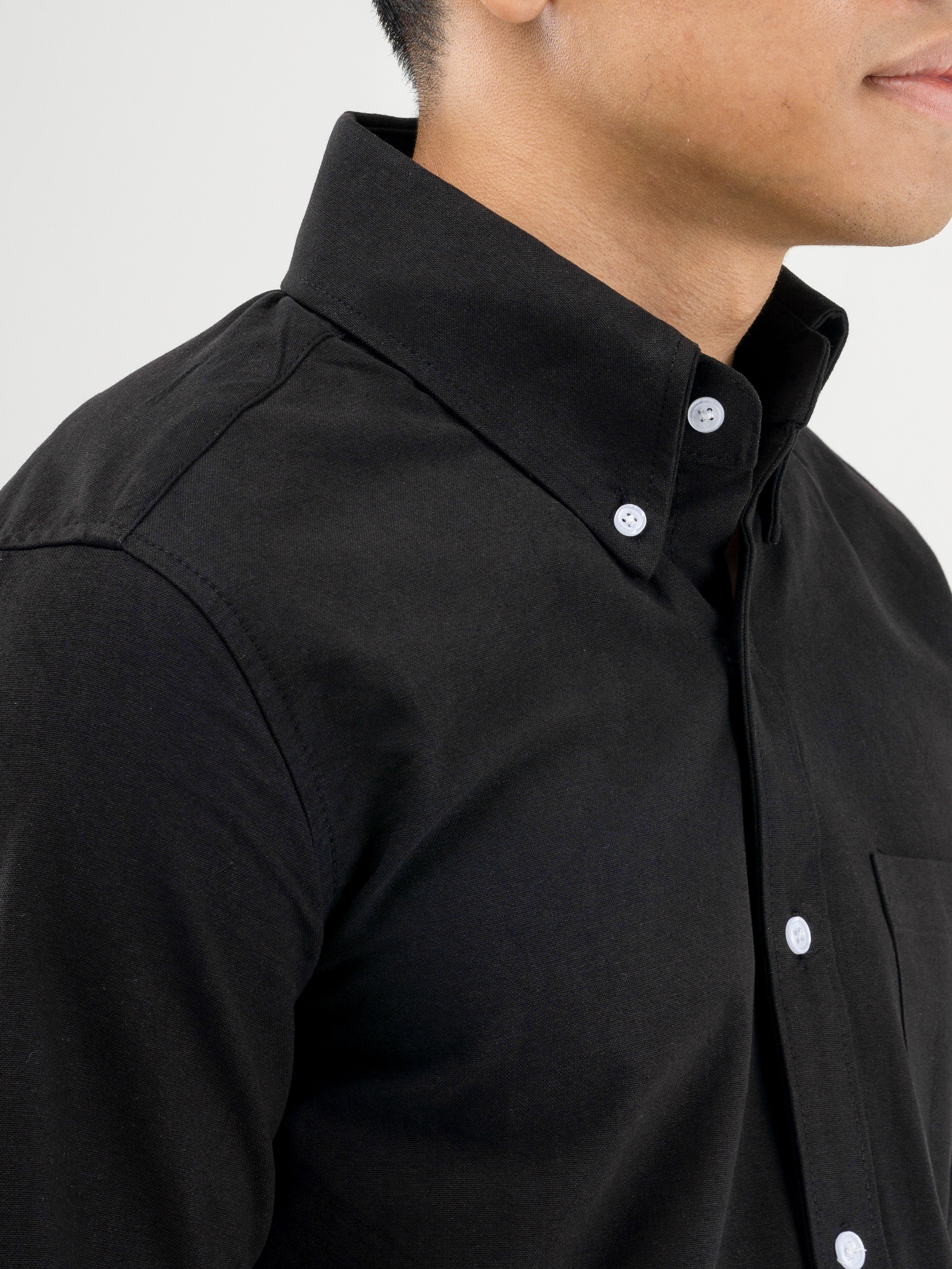 Formal Shirt - Black Oxford Button-Down Collar