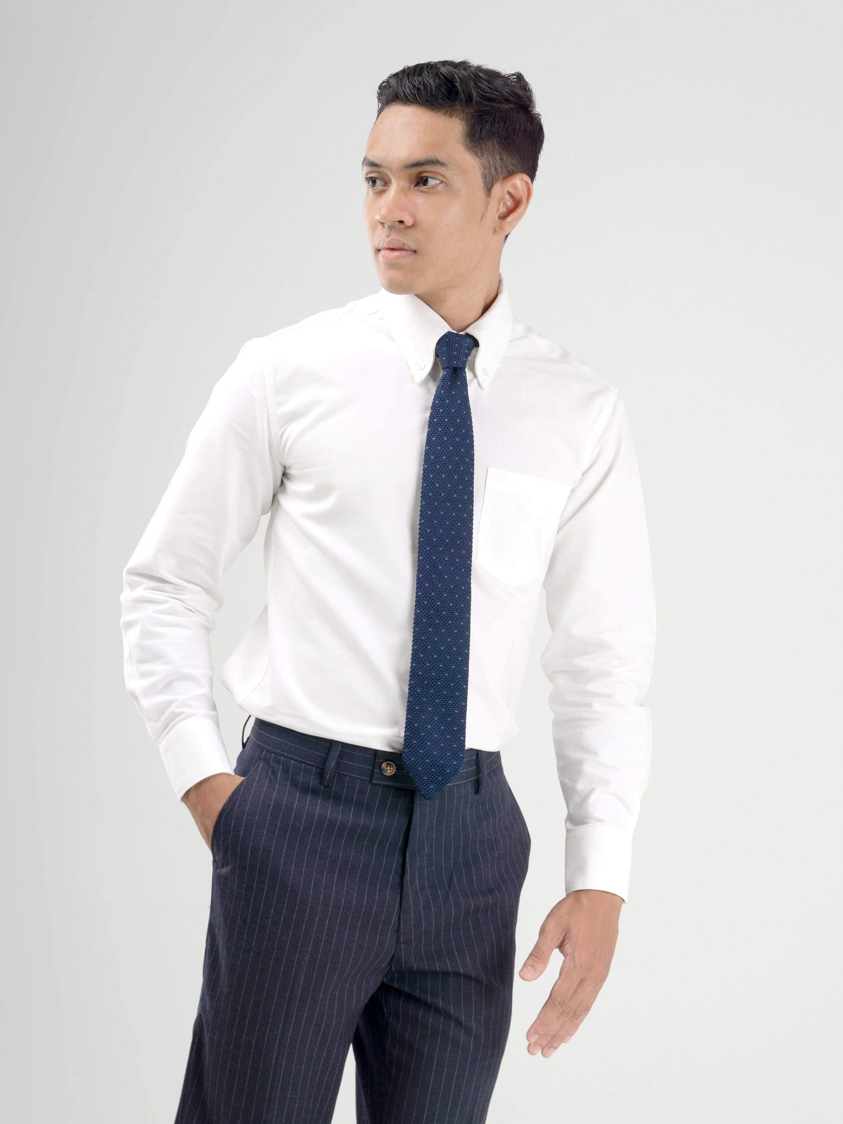 Formal Shirt - Pure White Oxford Button-Down Collar