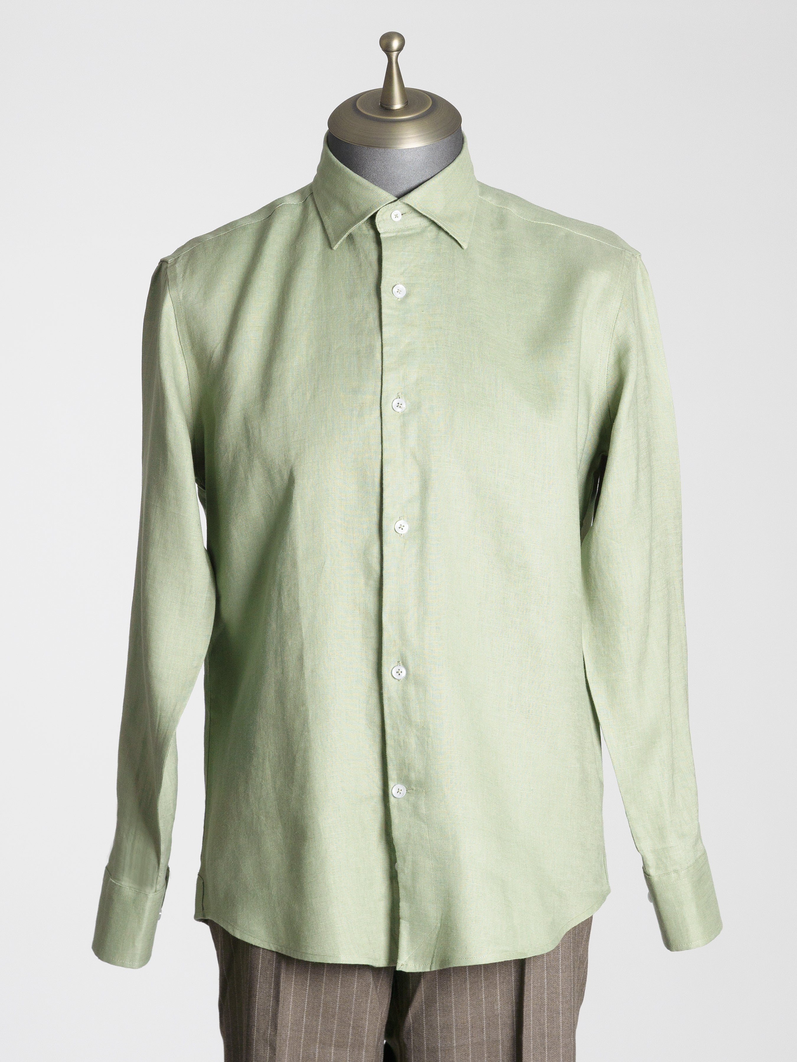 Franco Linen Shirt - Green Windsor Collar