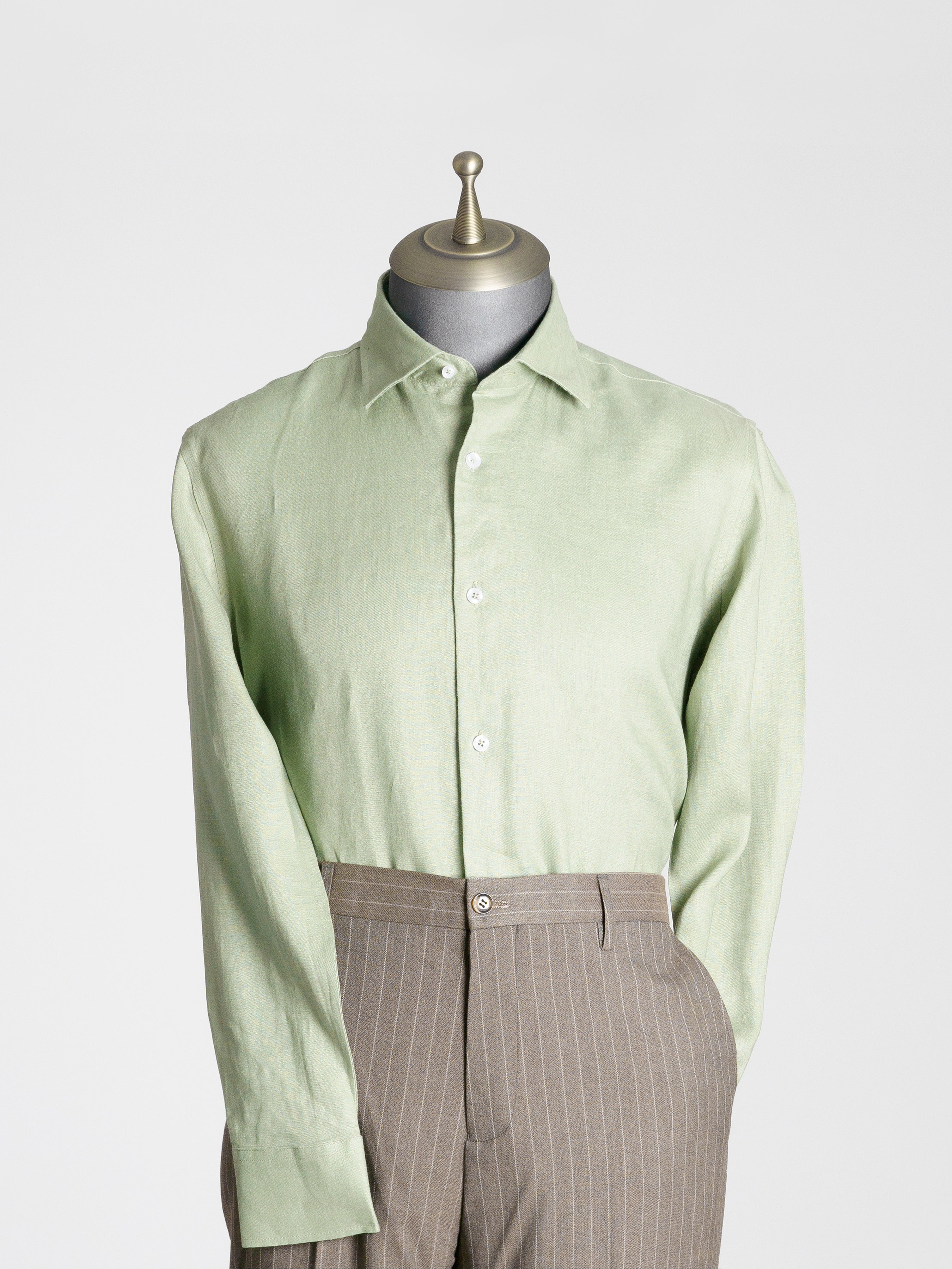 Franco Linen Shirt - Green Windsor Collar