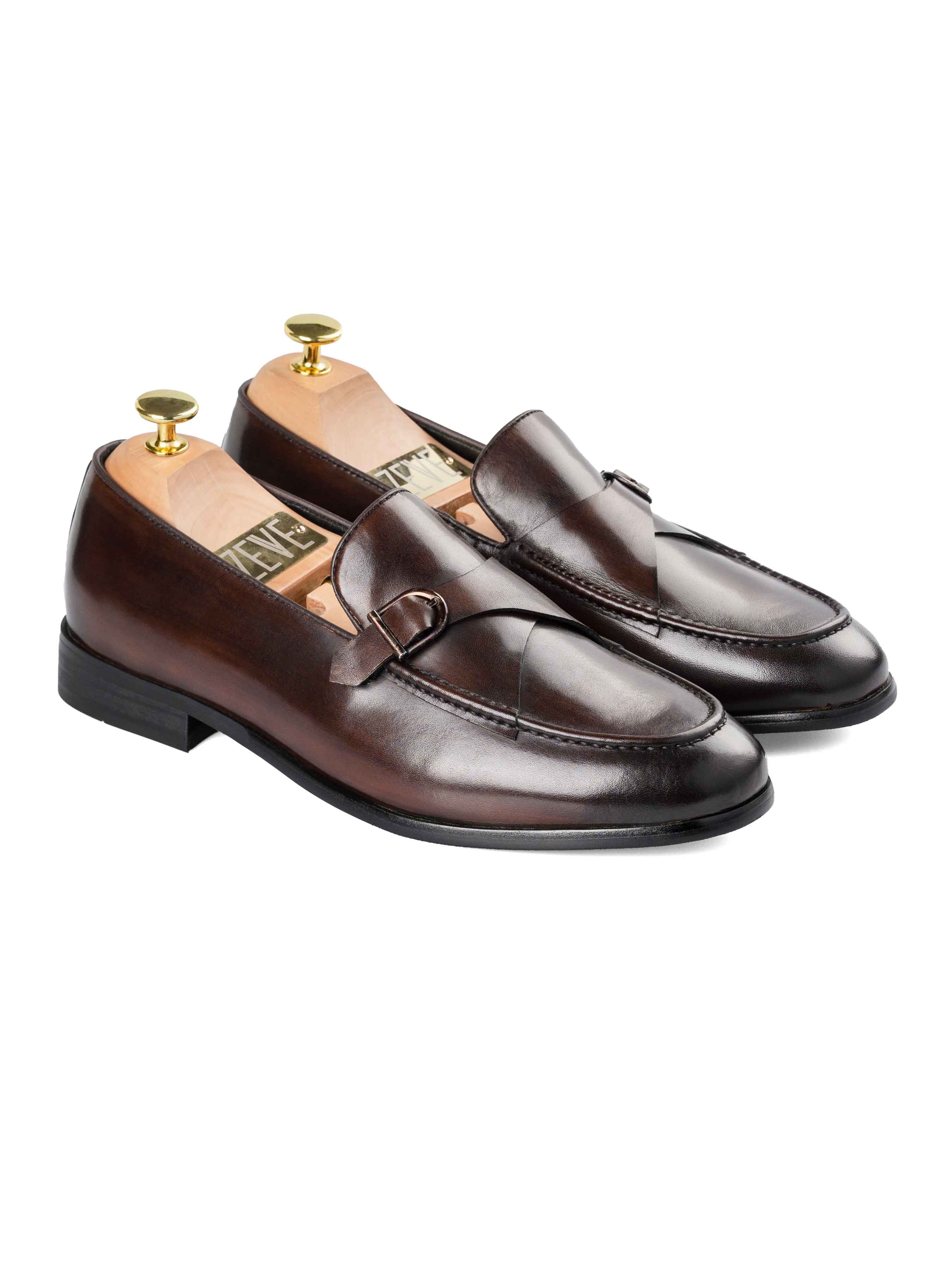 Leo Duo Strap Loafer - Coffee (Hand Painted Patina)