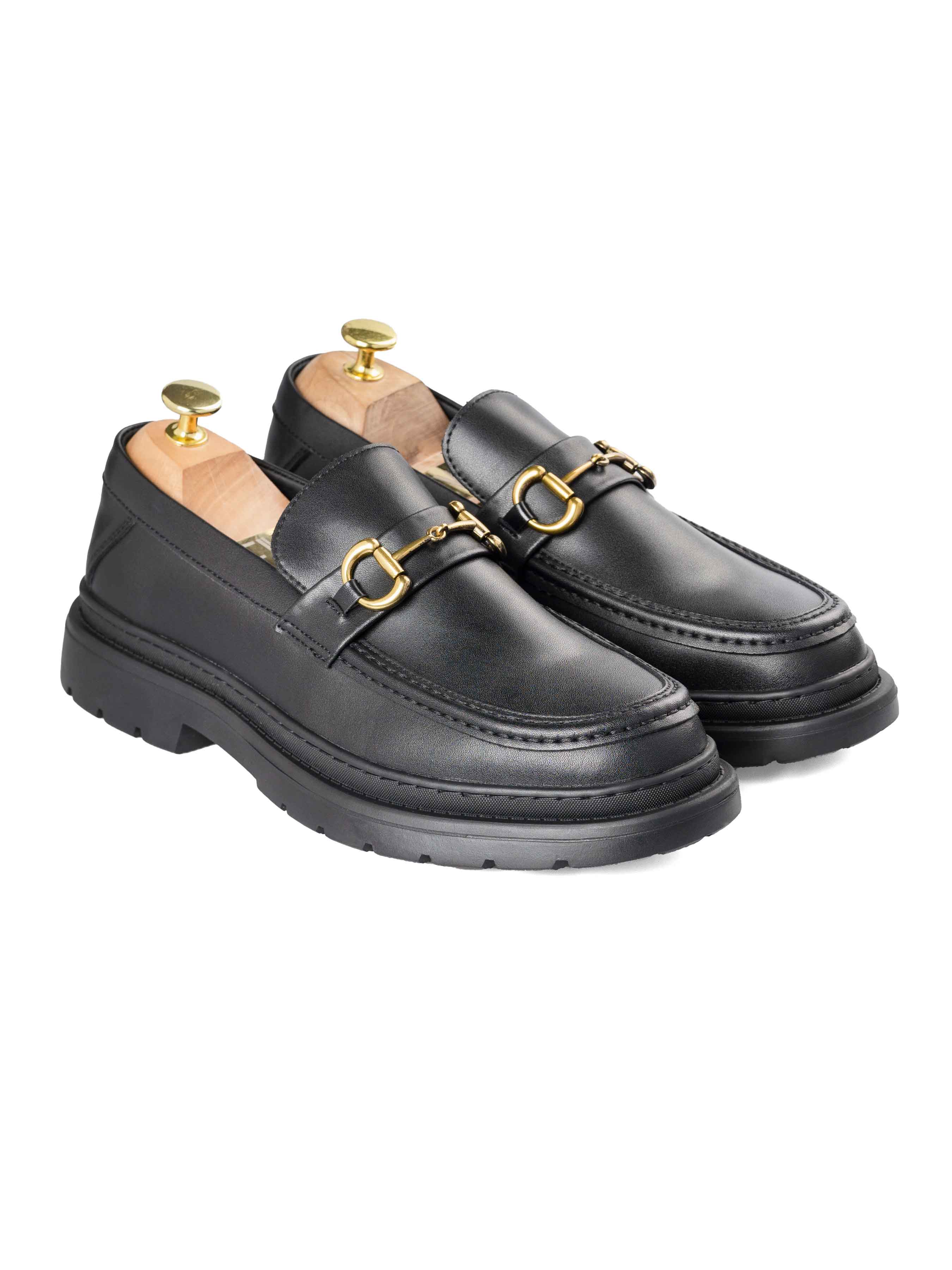 Maurice Moccasin Buckle Loafer - Solid Black (Chunky Sole)
