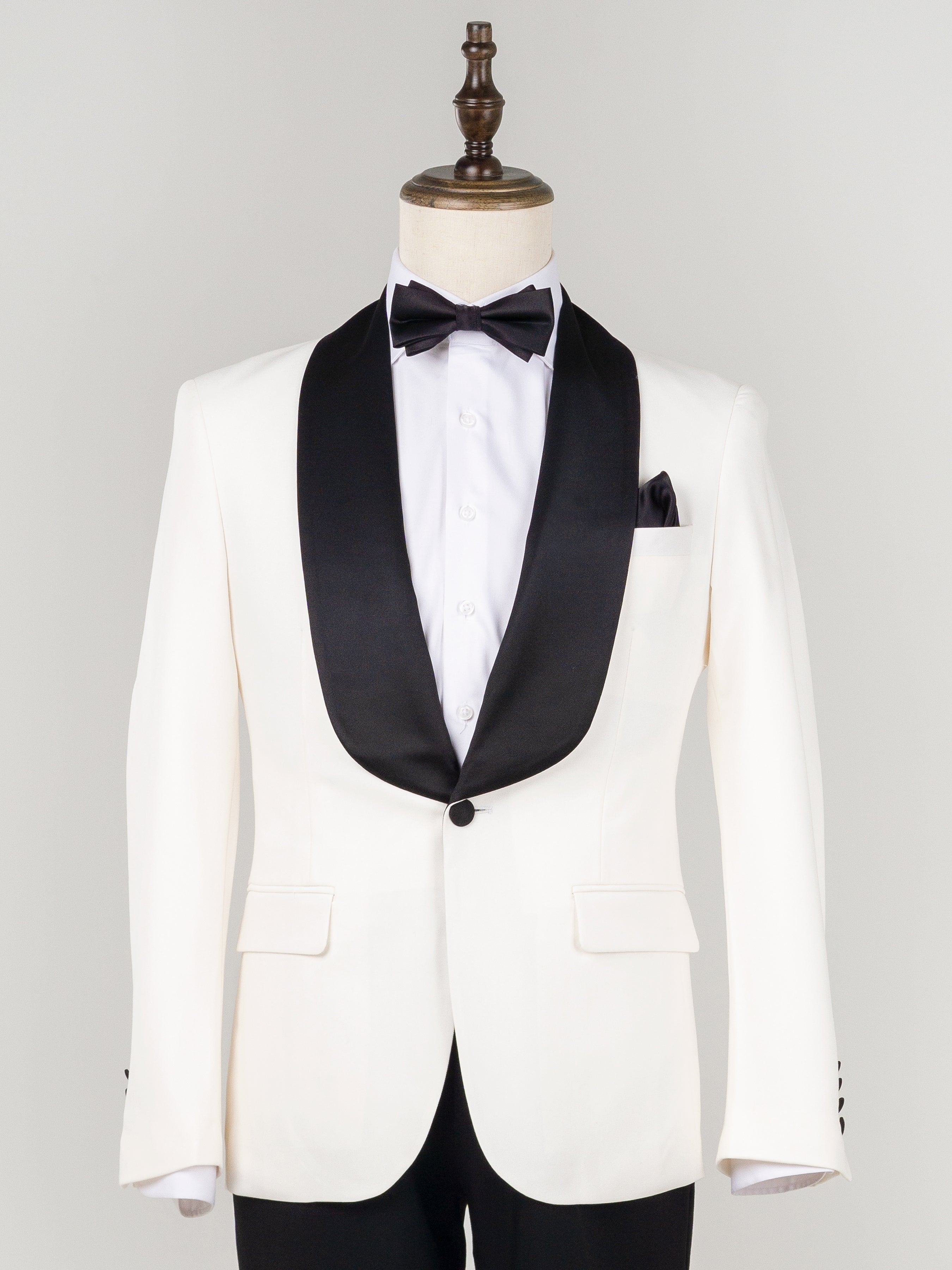 Single Breasted Tuxedo Blazer - Ivory White (Shawl Lapel)