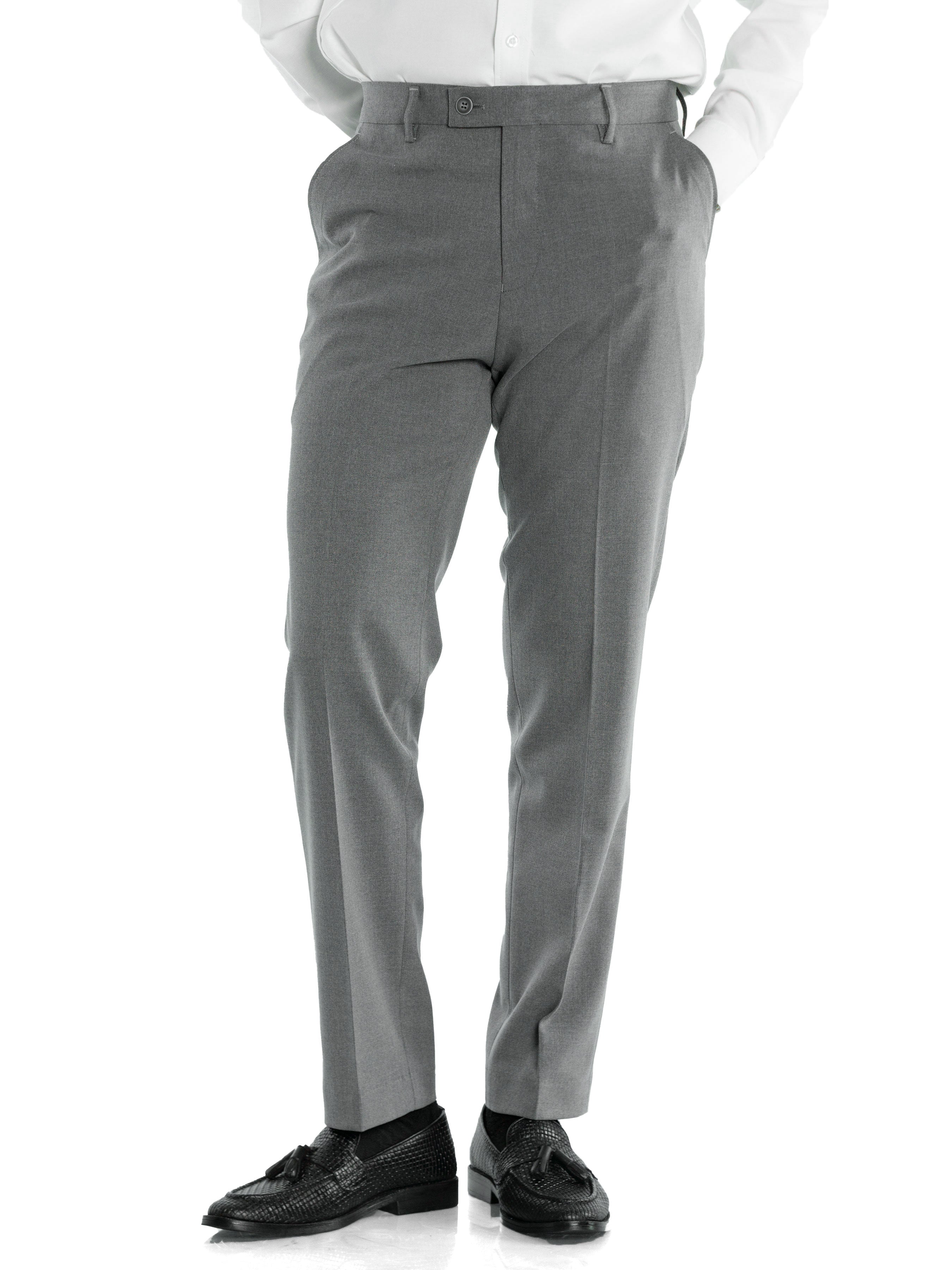 Trousers With Belt Loop - Grey Plain (Stretchable)