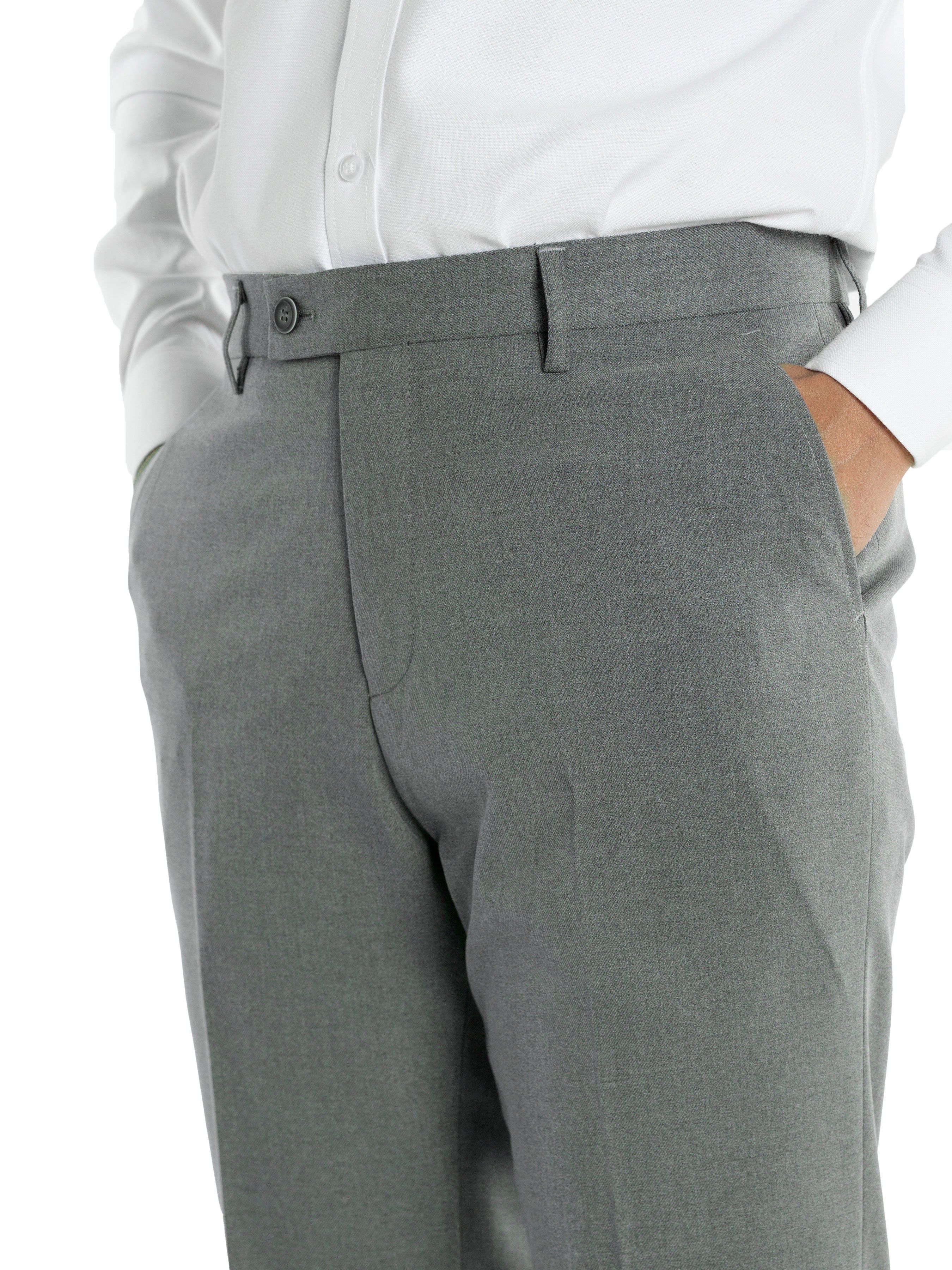 Trousers With Belt Loop - Grey Plain (Stretchable)