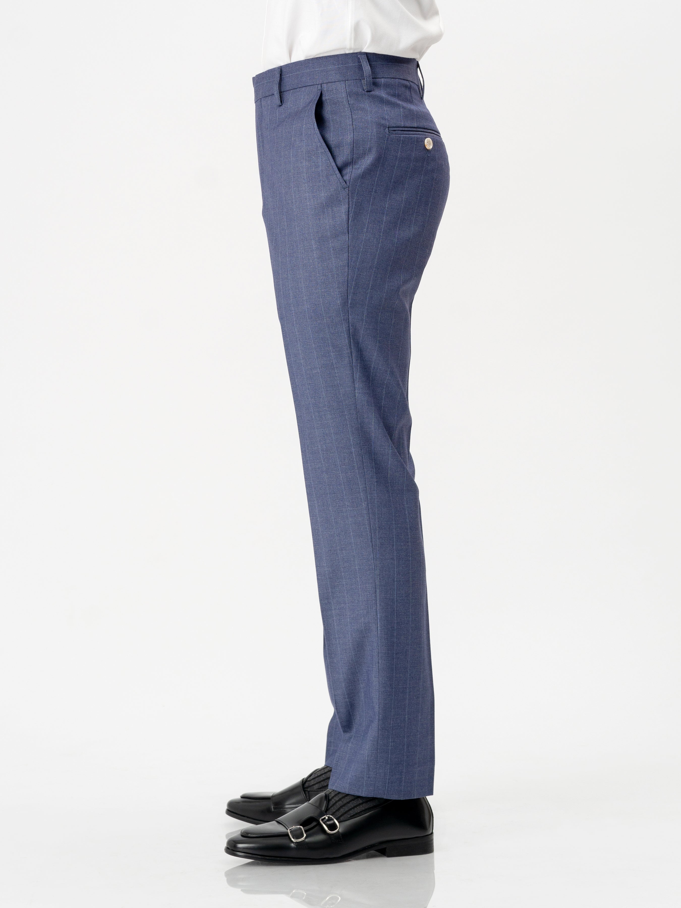 Trousers With Belt Loop - Iris Blue Stripes (Stretchable)