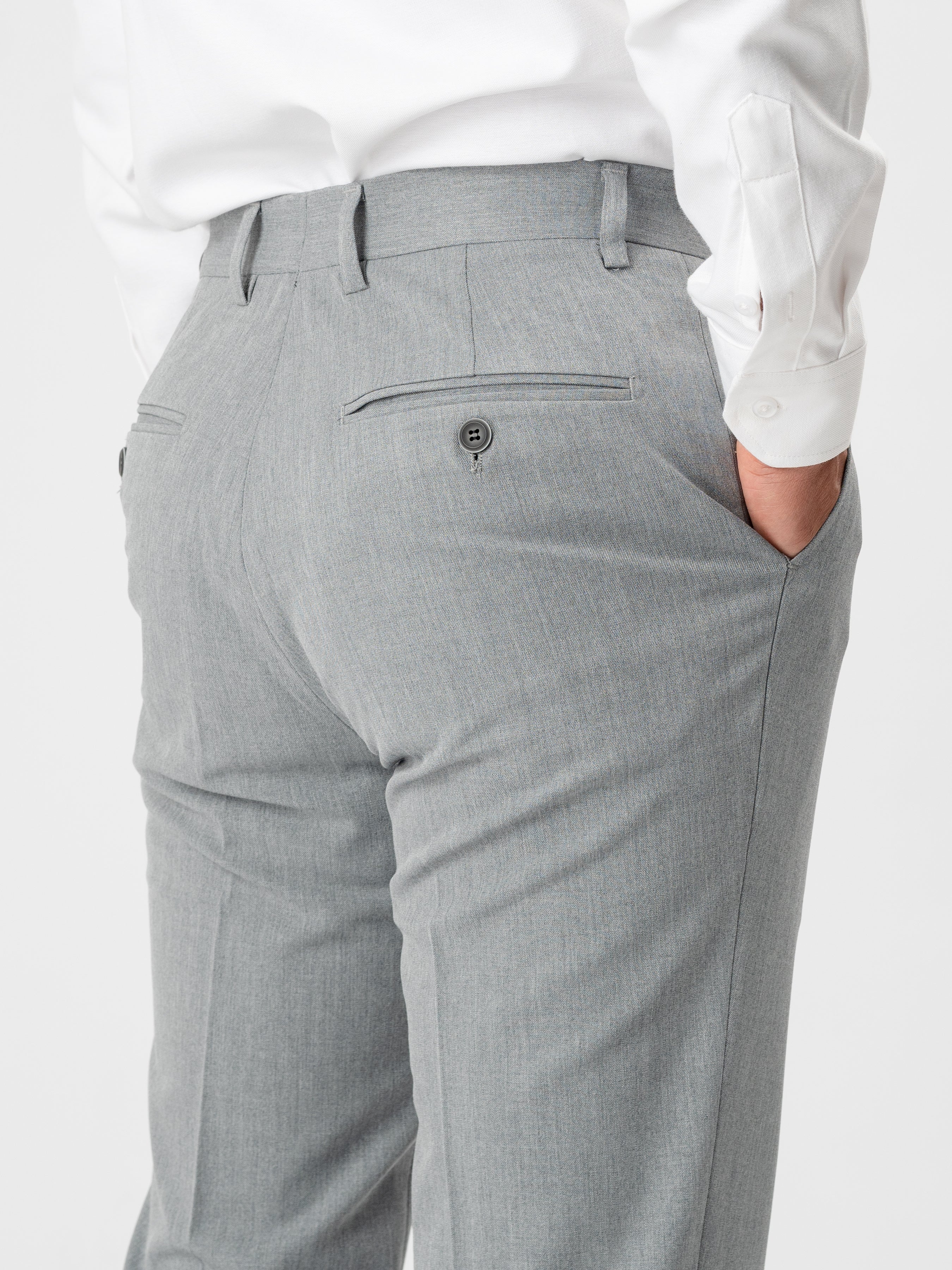 Trousers With Belt Loop - Light Grey (Stretchable) | Zeve Shoes