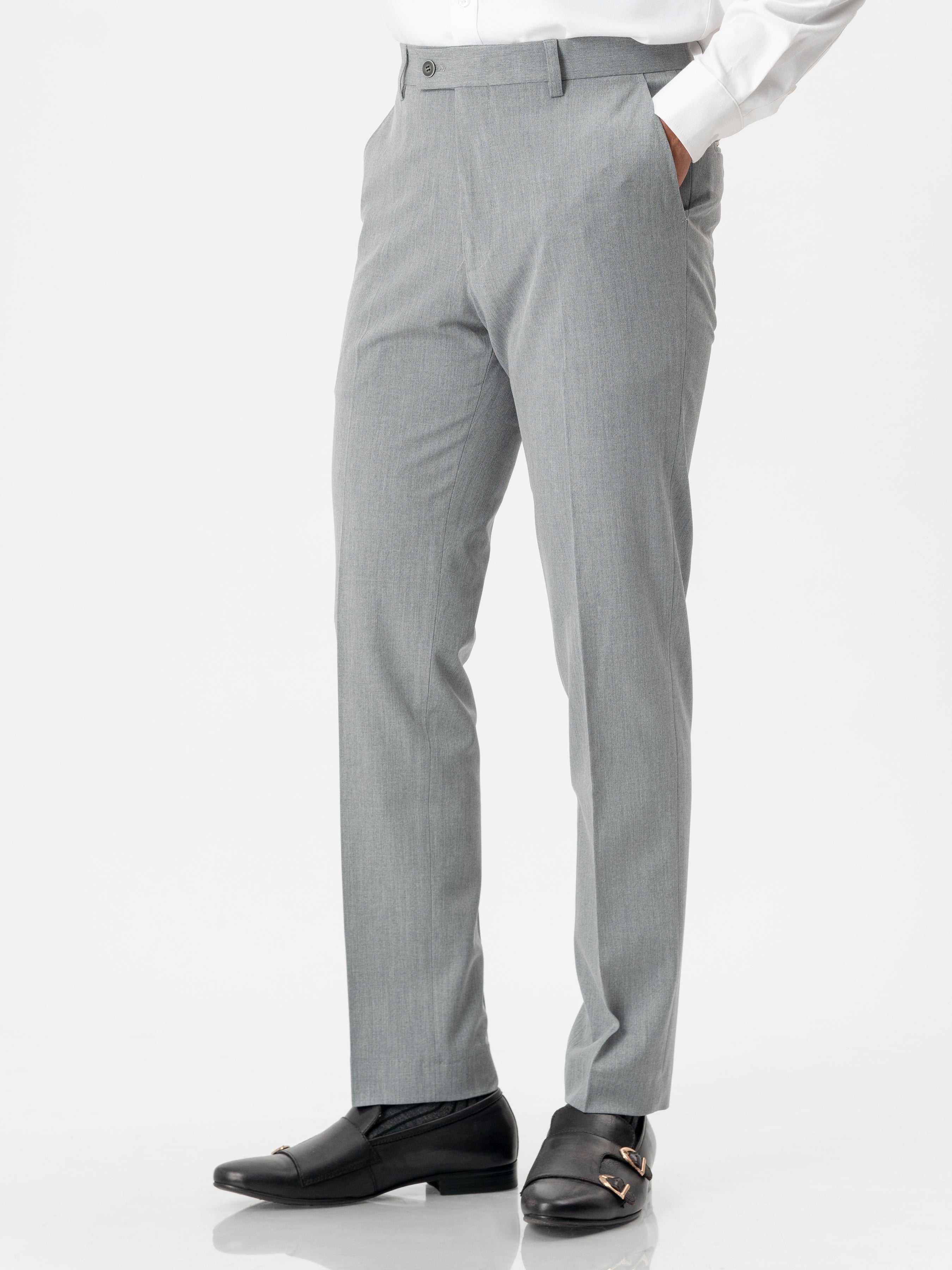 Trousers With Belt Loop - Light Grey (Stretchable)