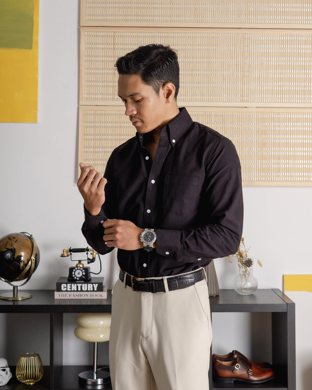 Formal Shirt - Black Oxford Button-Down Collar
