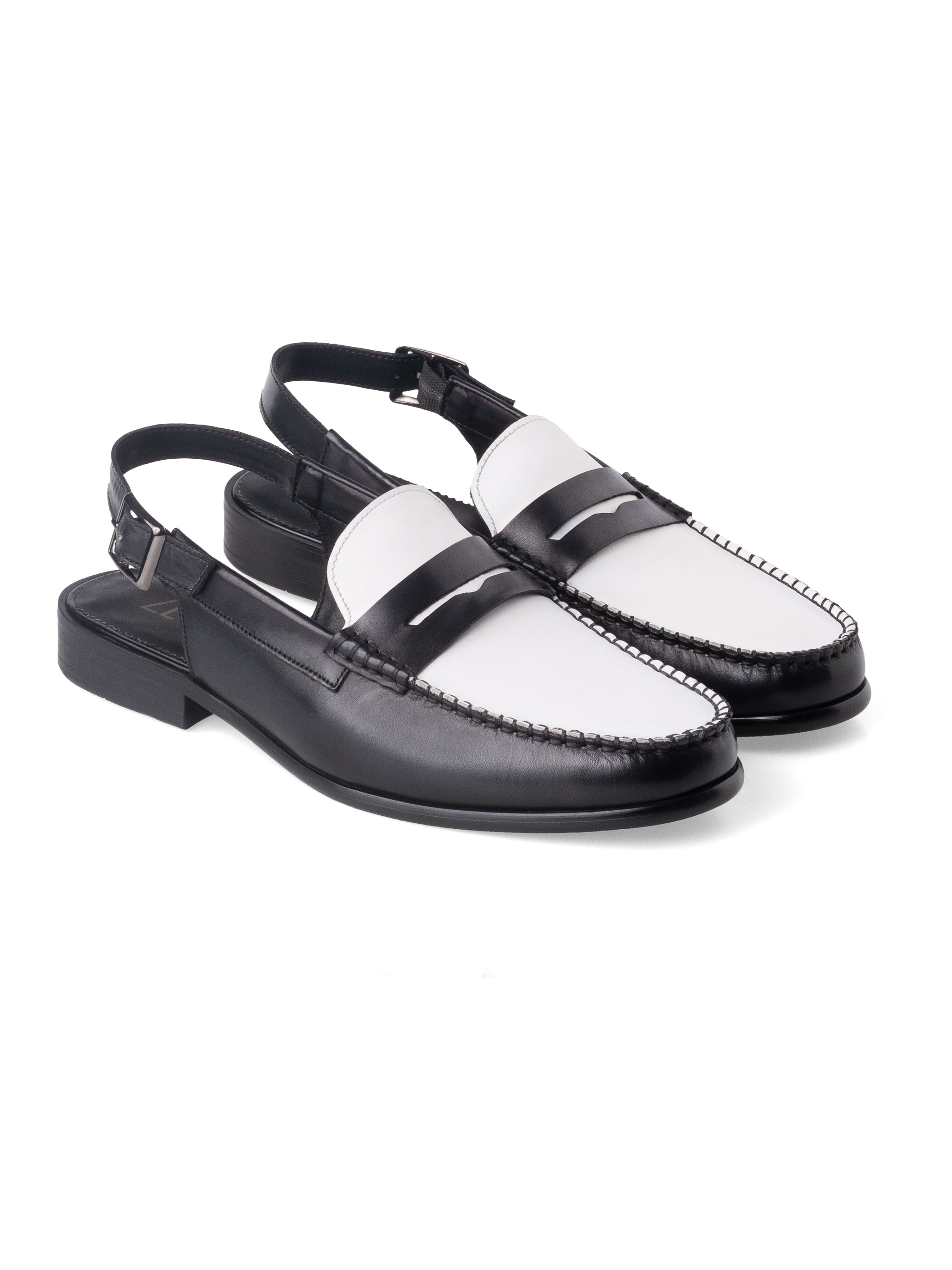 Penny Mules Sandal - Black & White