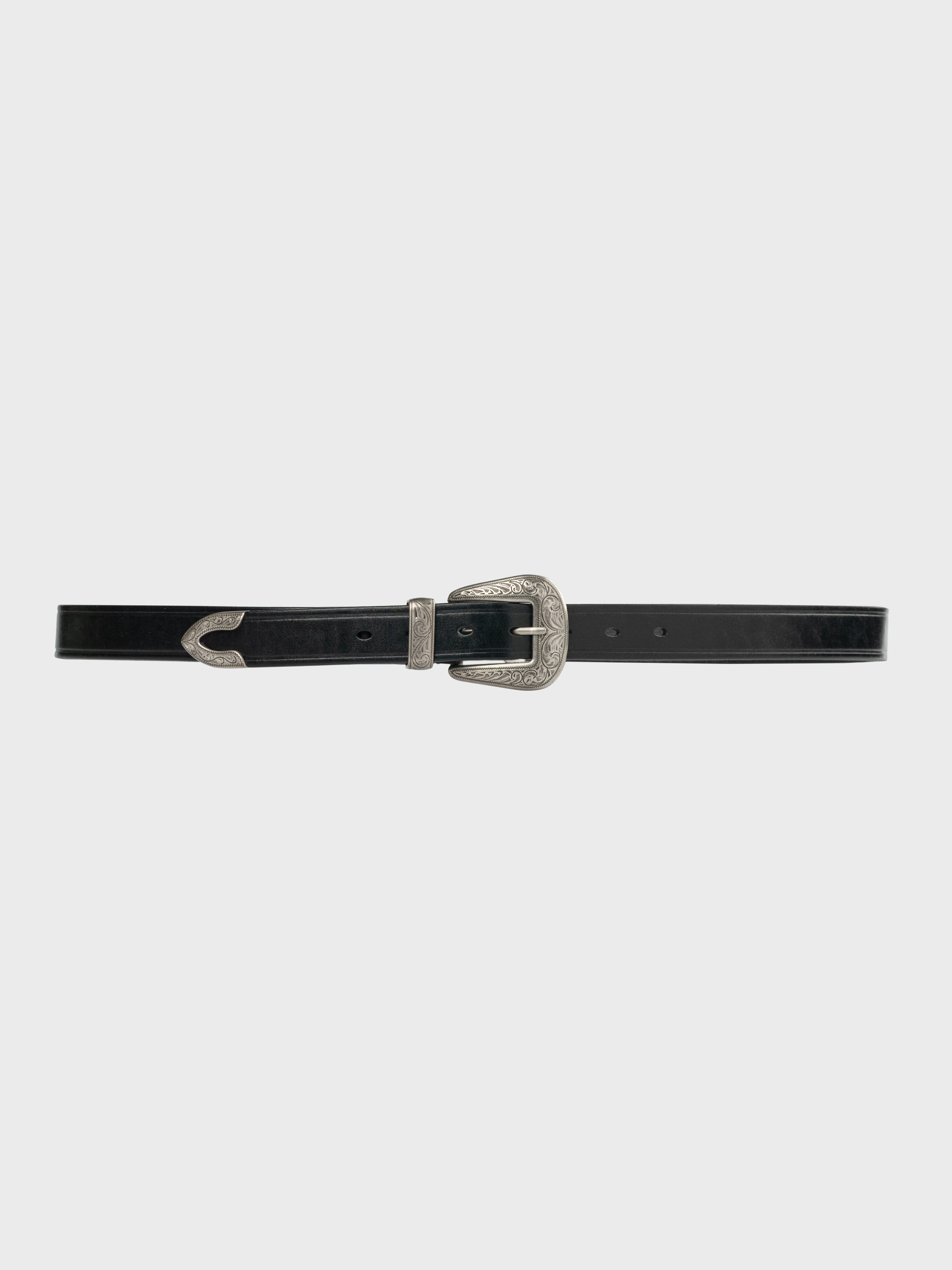 Plain Leather Belt - Engraved Ranch Buckle