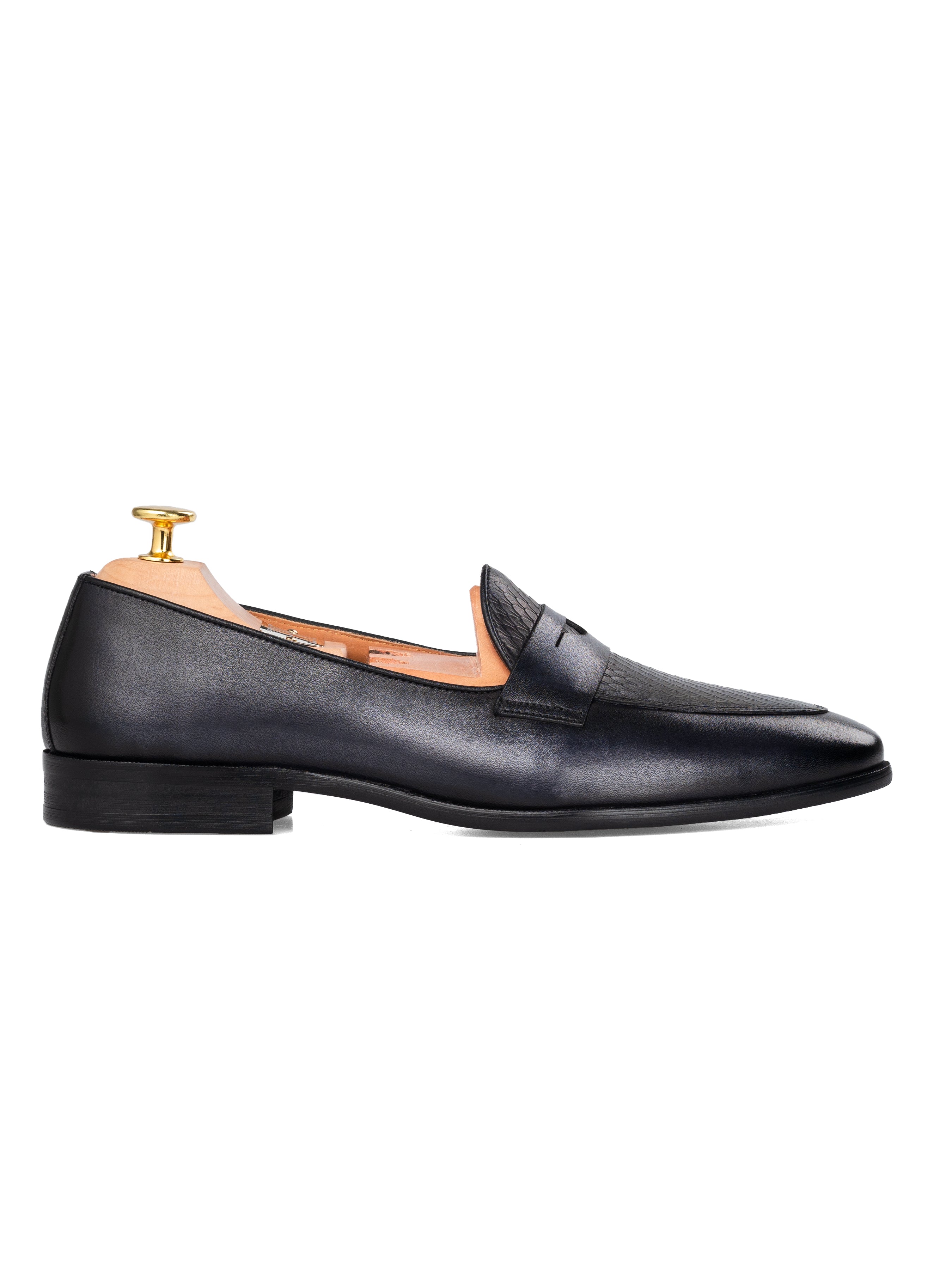 Enzo Belgian Loafer - Black Grey (Hand Painted Patina)