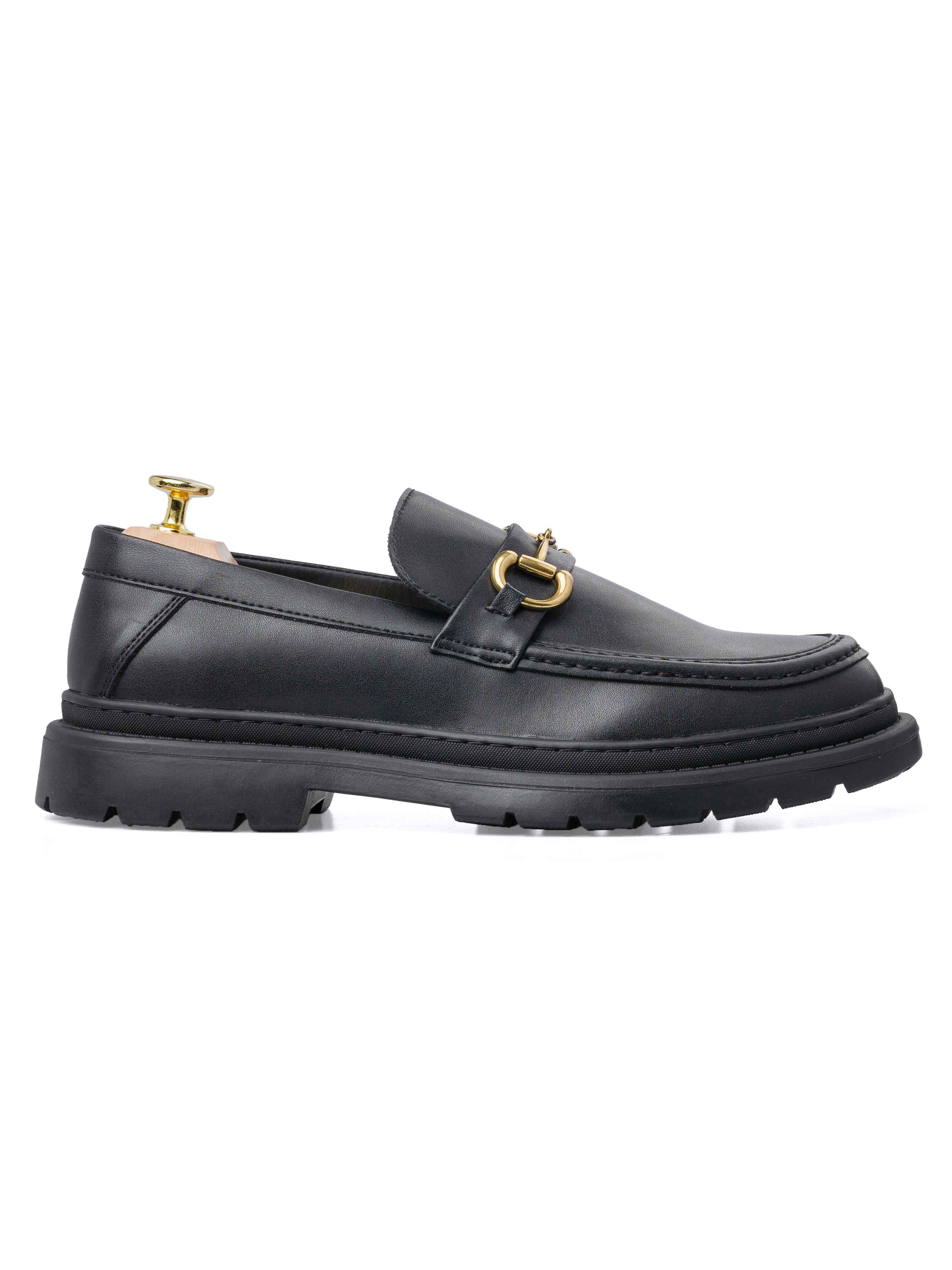 Maurice Moccasin Buckle Loafer - Solid Black (Chunky Sole)