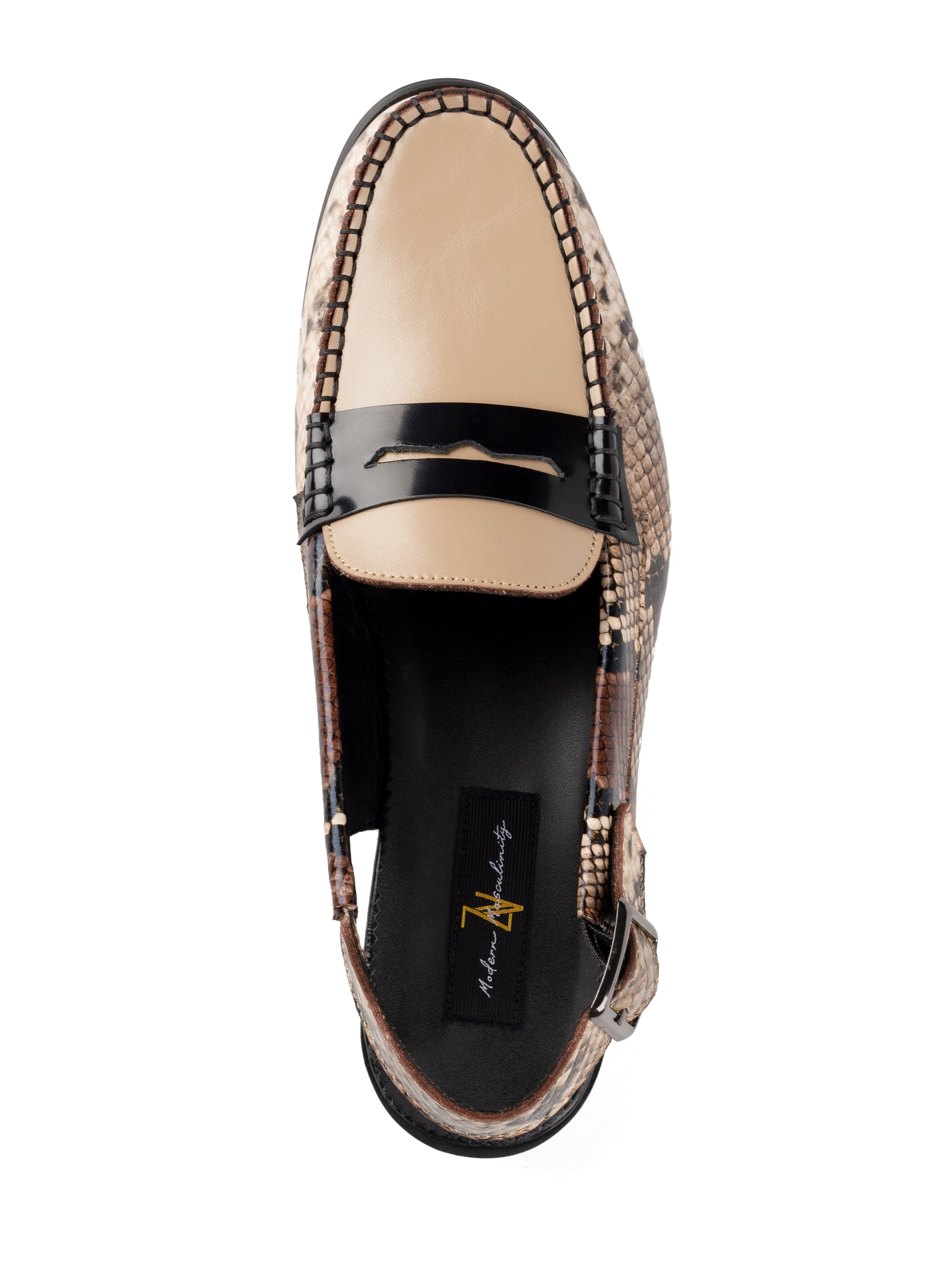 Penelope Penny Slingback Sandal - Beige Snakie Leather