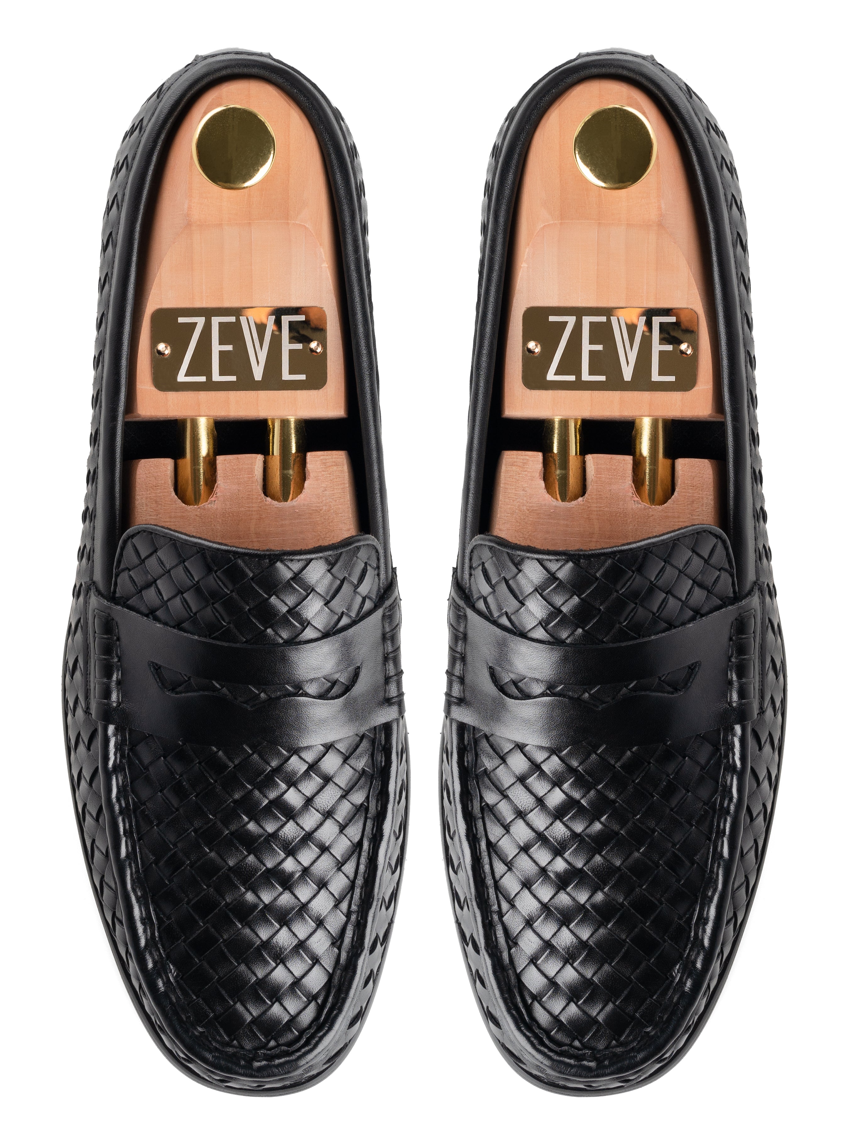 Marco Penny Loafer - Black Woven Leather | Zeve Shoes
