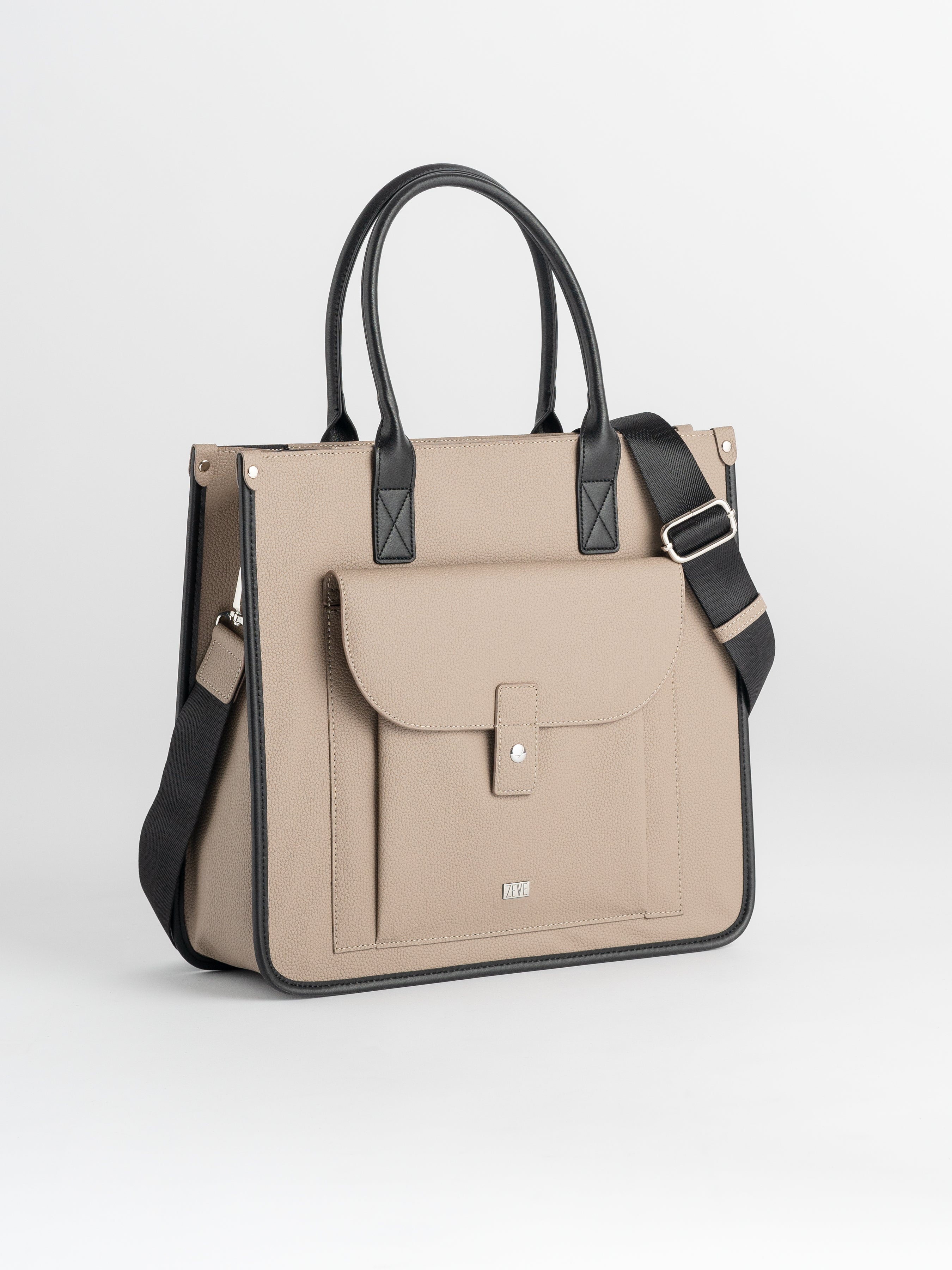 Ares Tote Bag With Zipper - Beige
