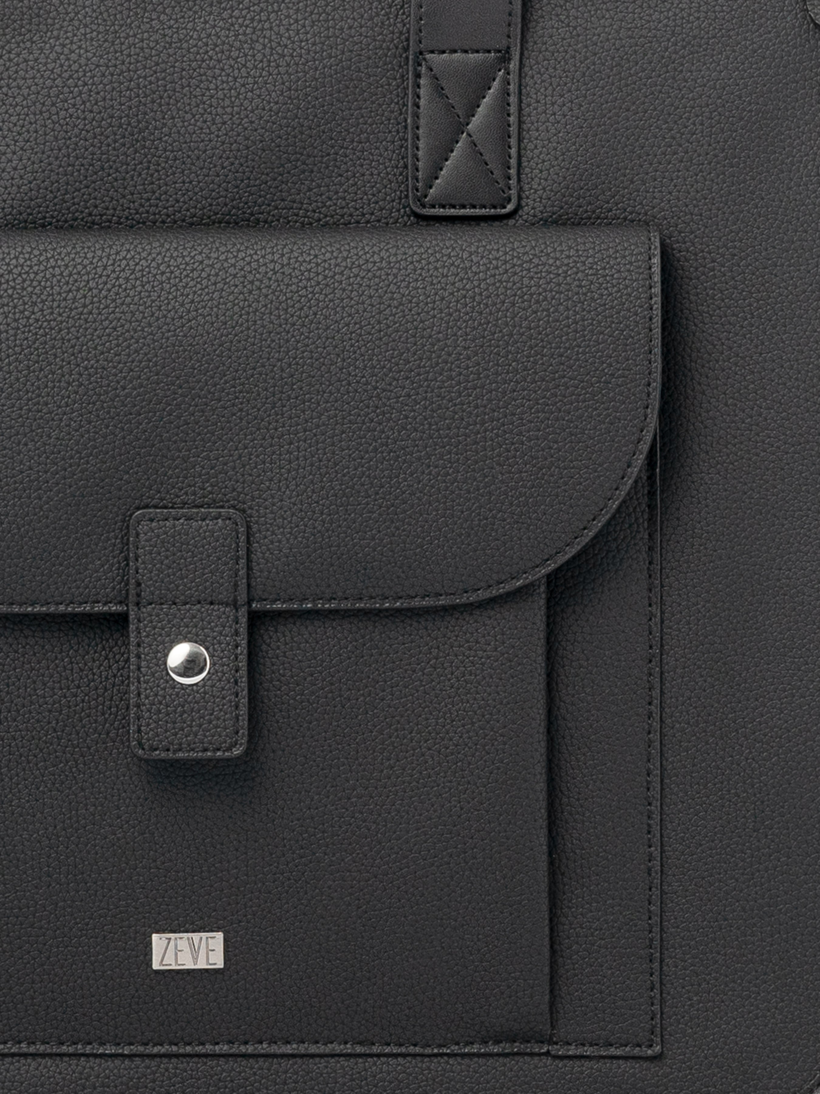 Ares Tote Bag With Zipper - Black Pebble