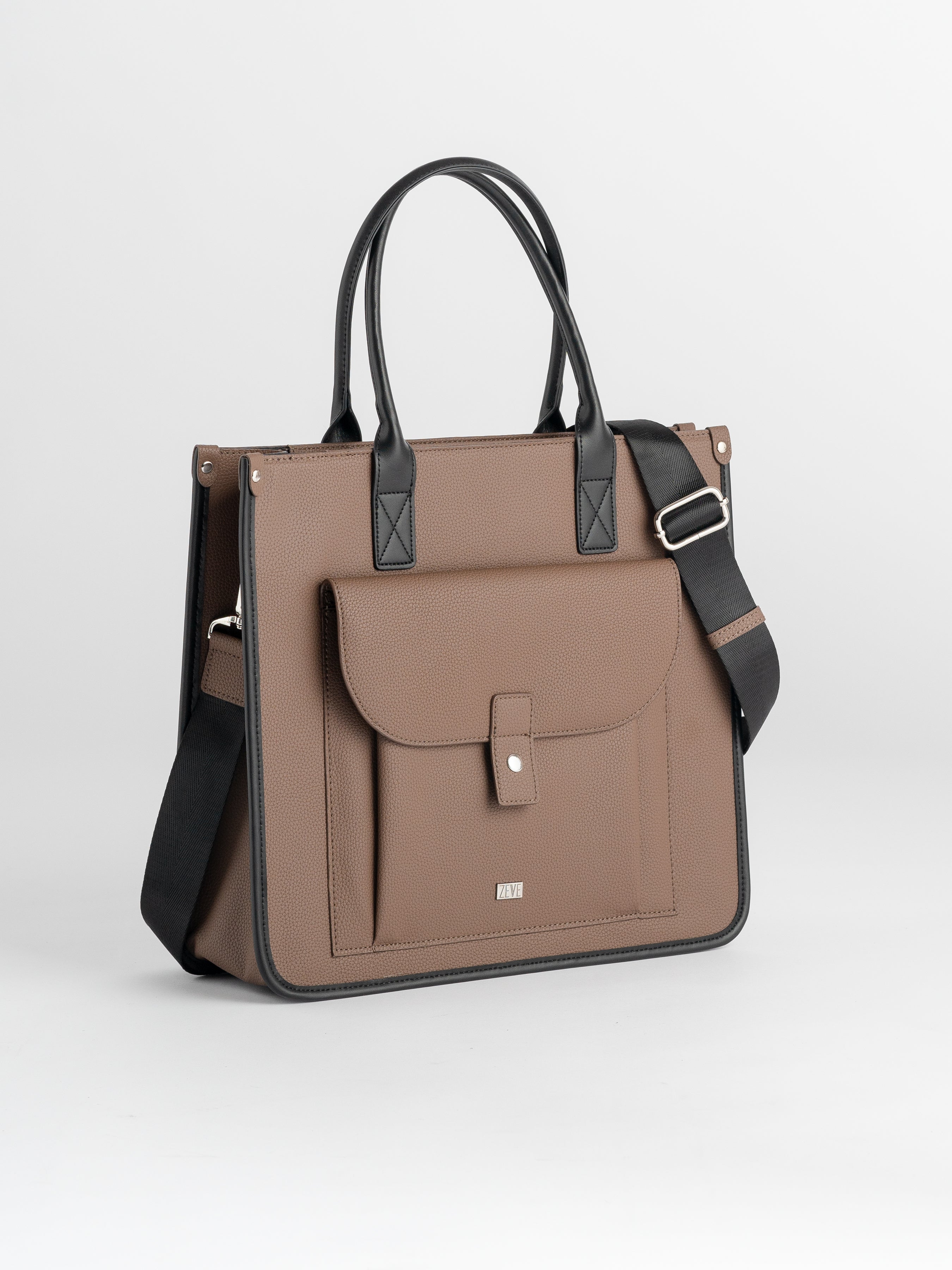 Ares Tote Bag With Zipper - Coffee