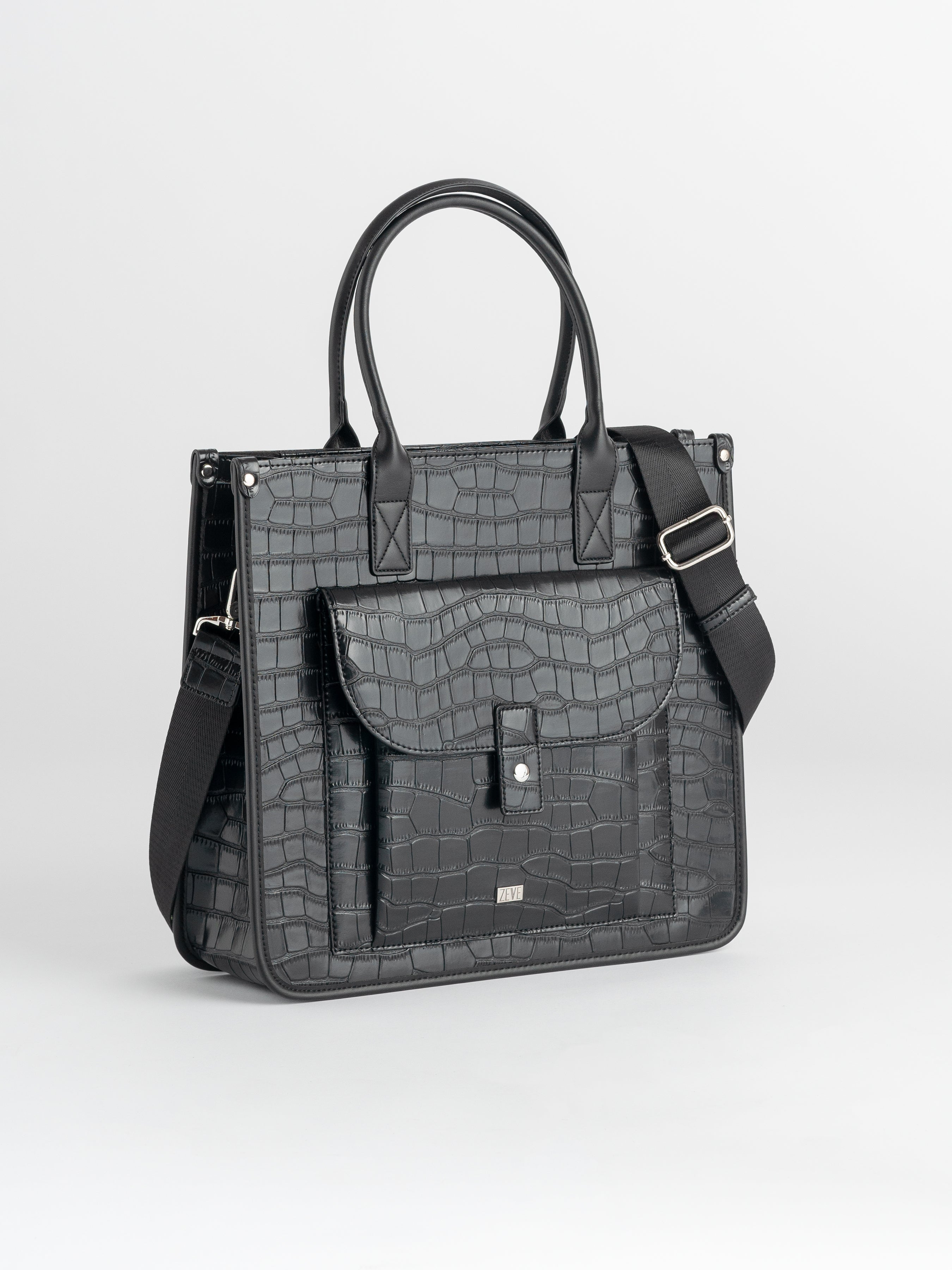 Ares Tote Bag With Zipper - Croco