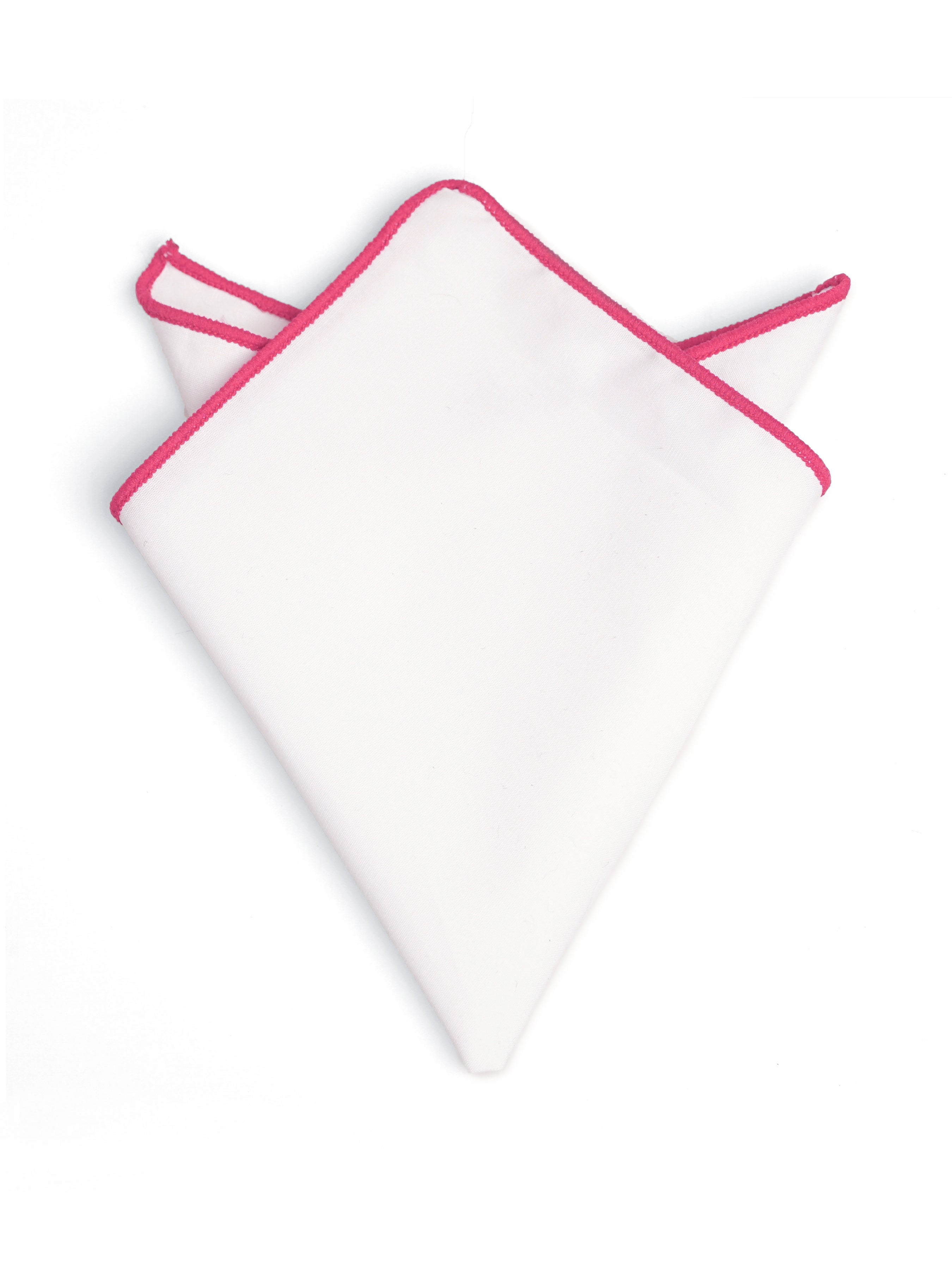 Cotton White Pocket Square with Contrast Piping