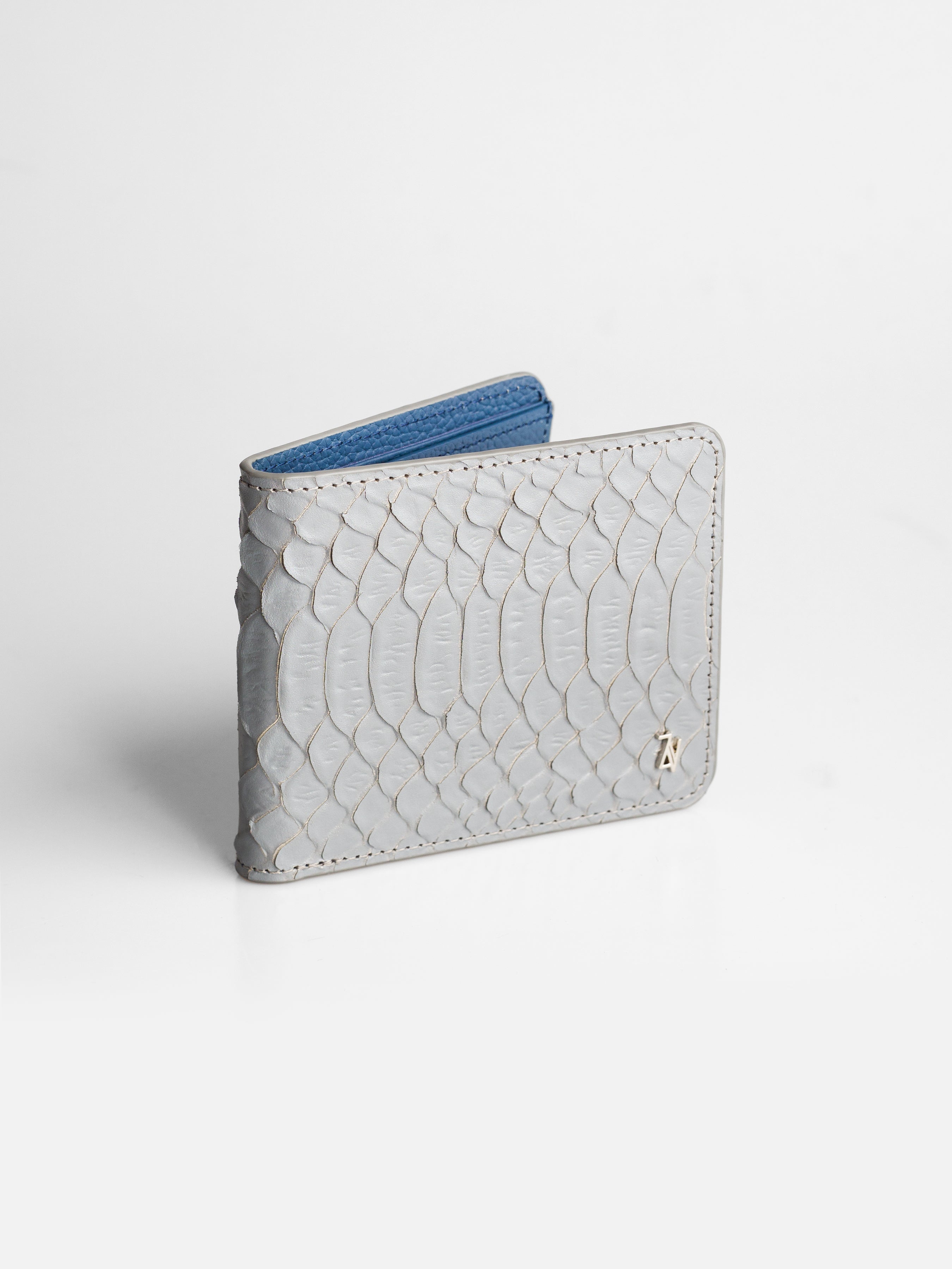 Artemis Python Wallet - Grey and Blue Leather