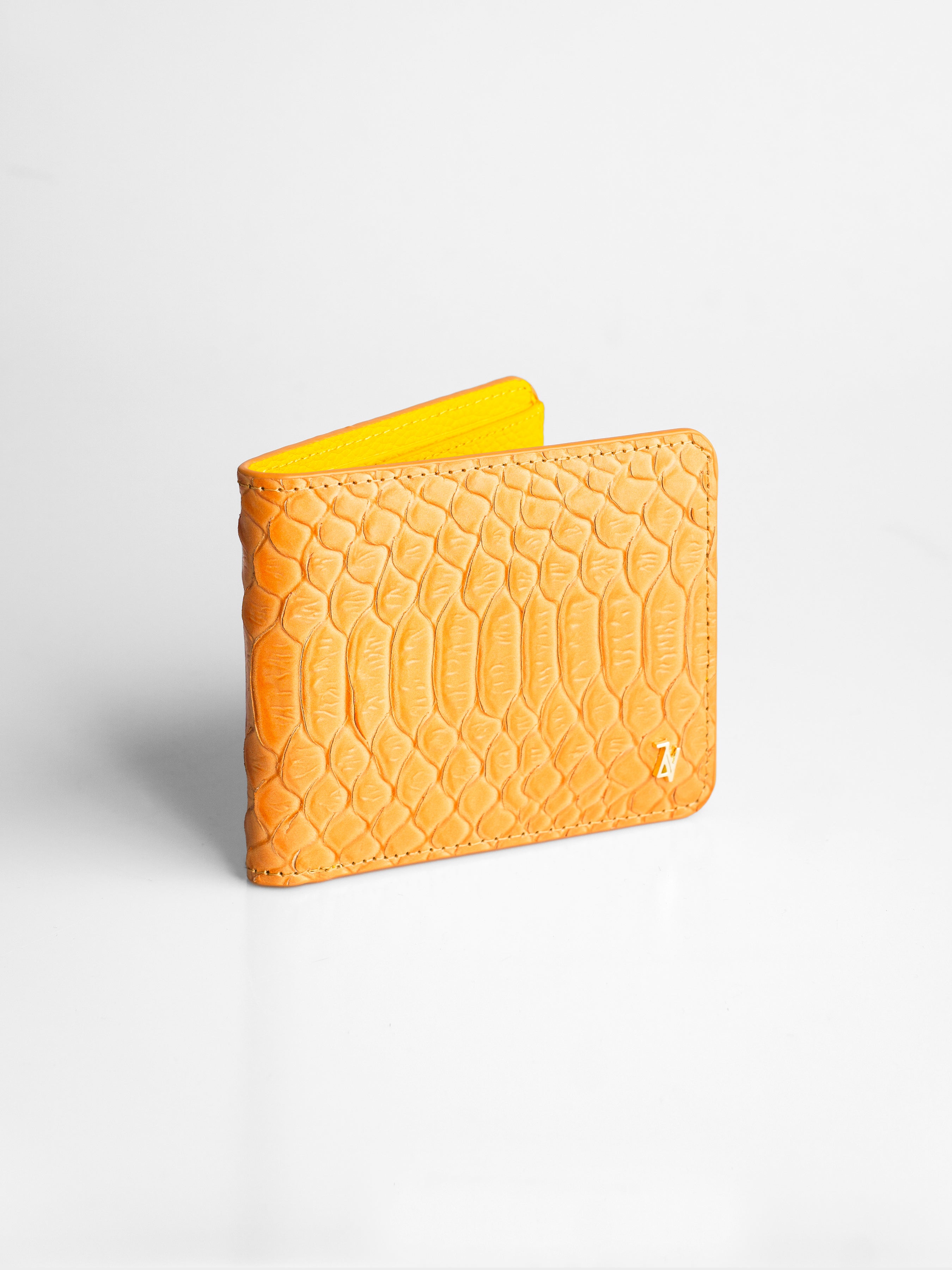 Artemis Python Wallet - Light Brown and Yellow Leather