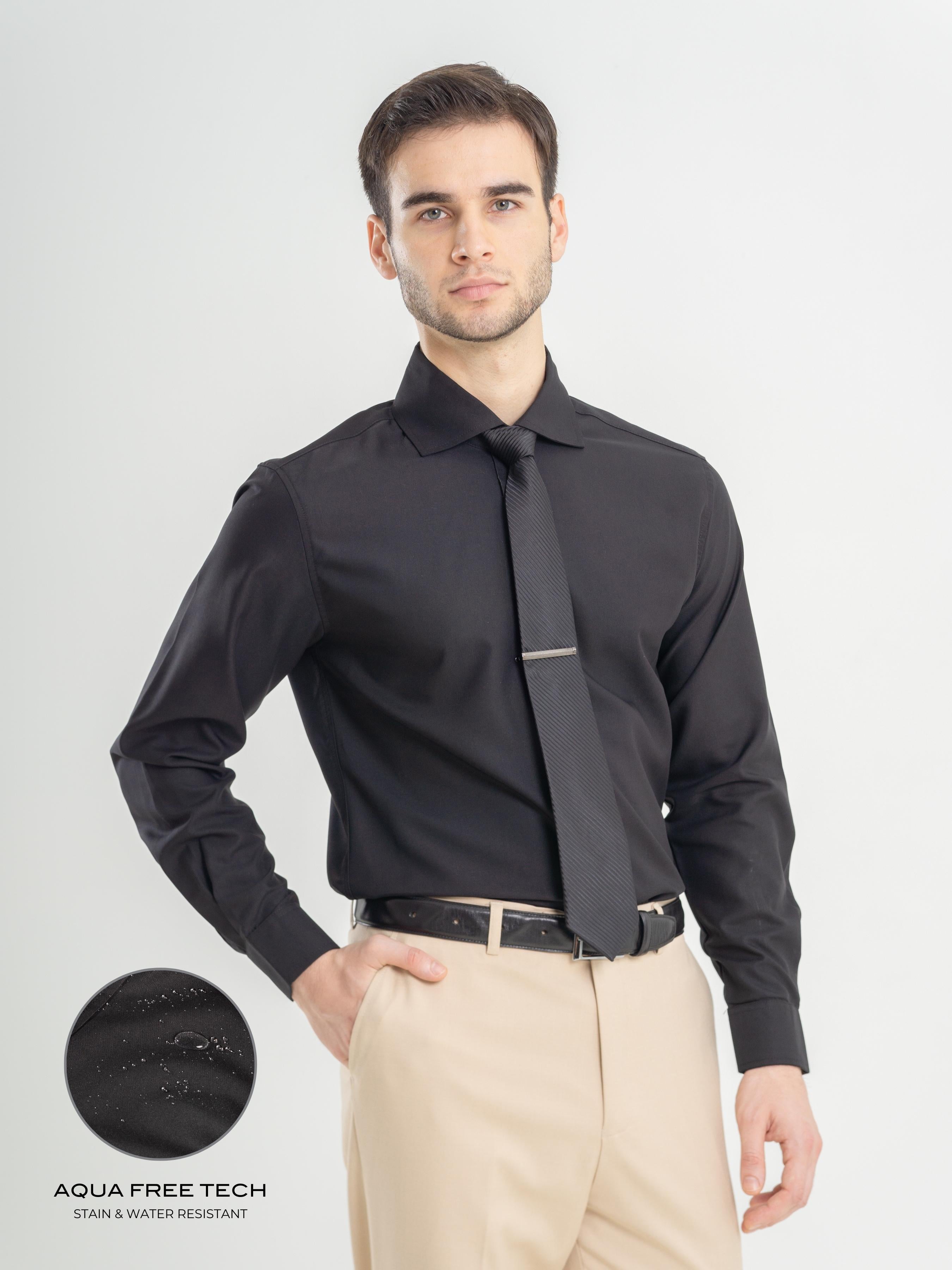 Formal Shirt - Black Windsor Collar (Aqua-Free)