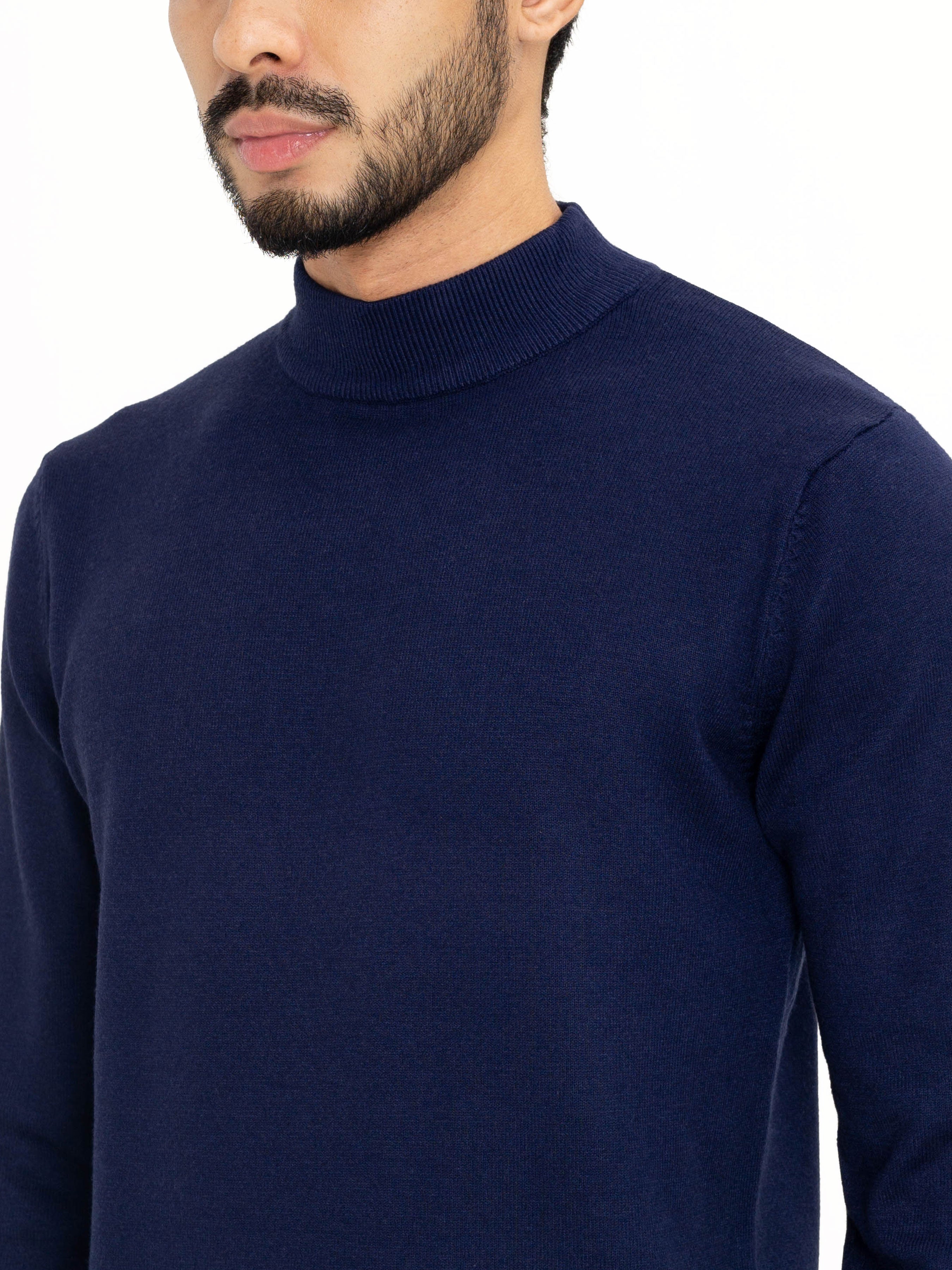 Turtleneck Cashmere Sweater - Dark Blue - Zeve Shoes
