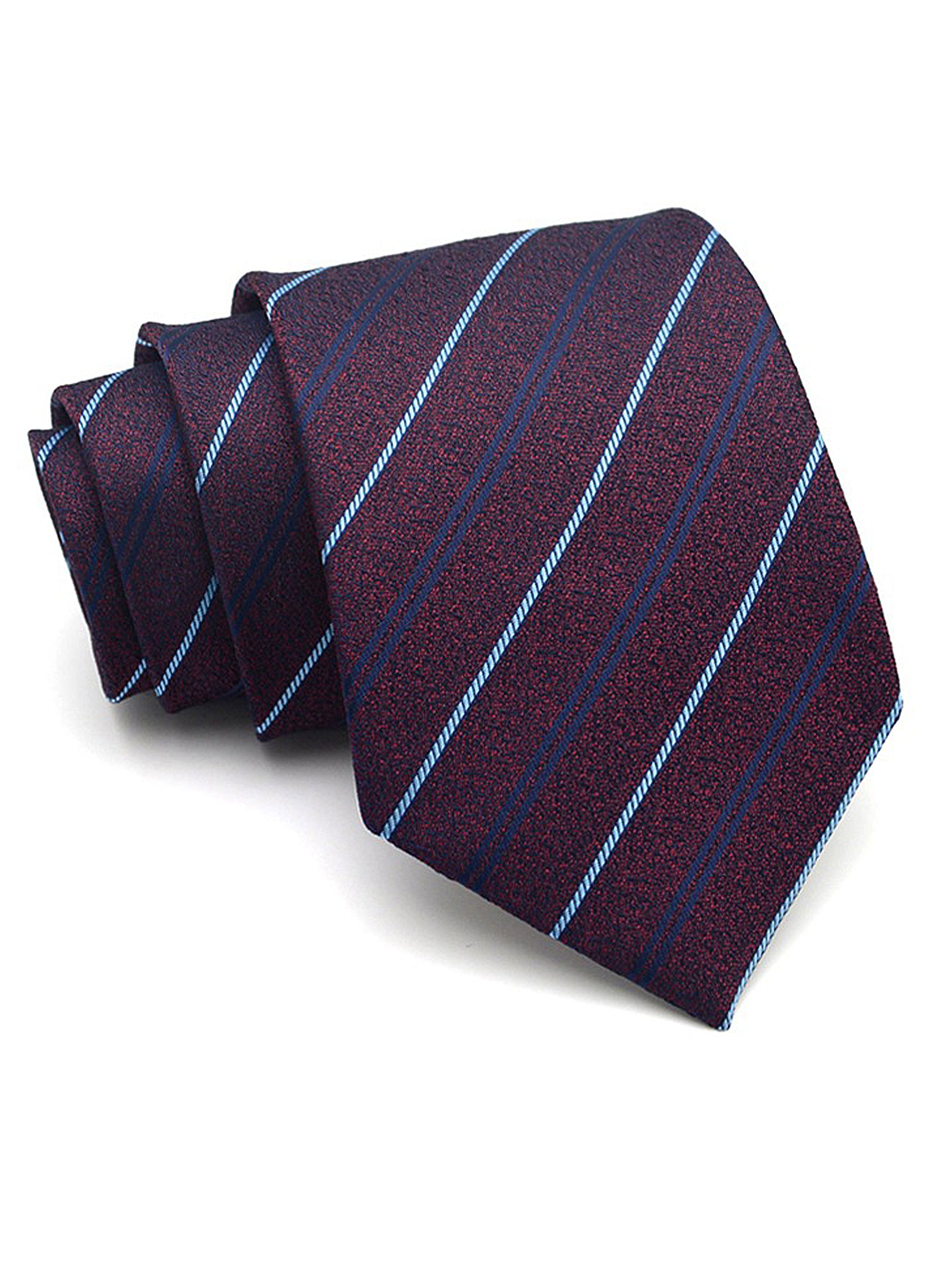Double Stripes Tie - Maroon with Blue Line - Zeve Shoes