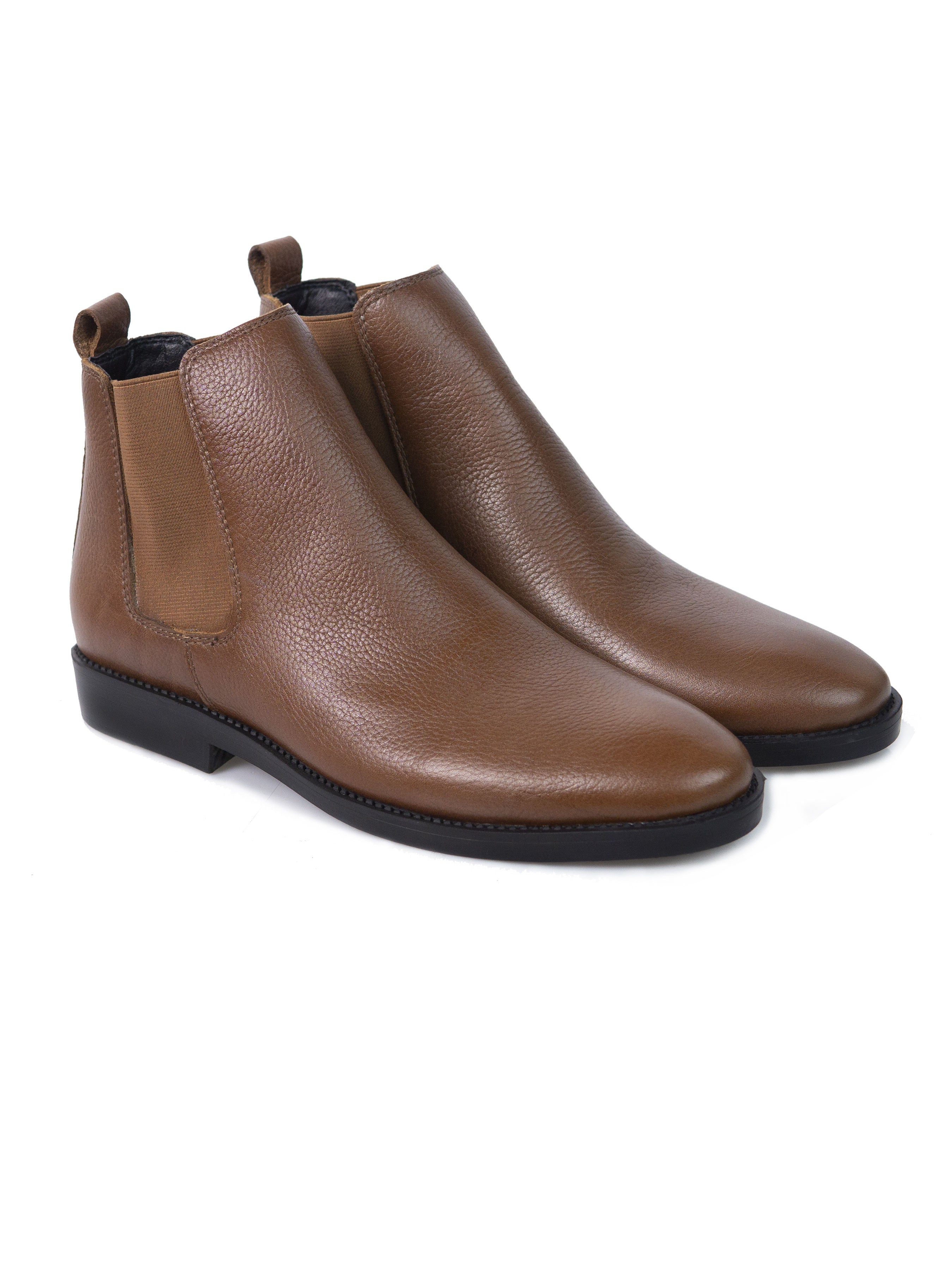 Chelsea Boots - Tobacco Brown Pebble Grain Leather (Crepe Sole) - Zeve Shoes