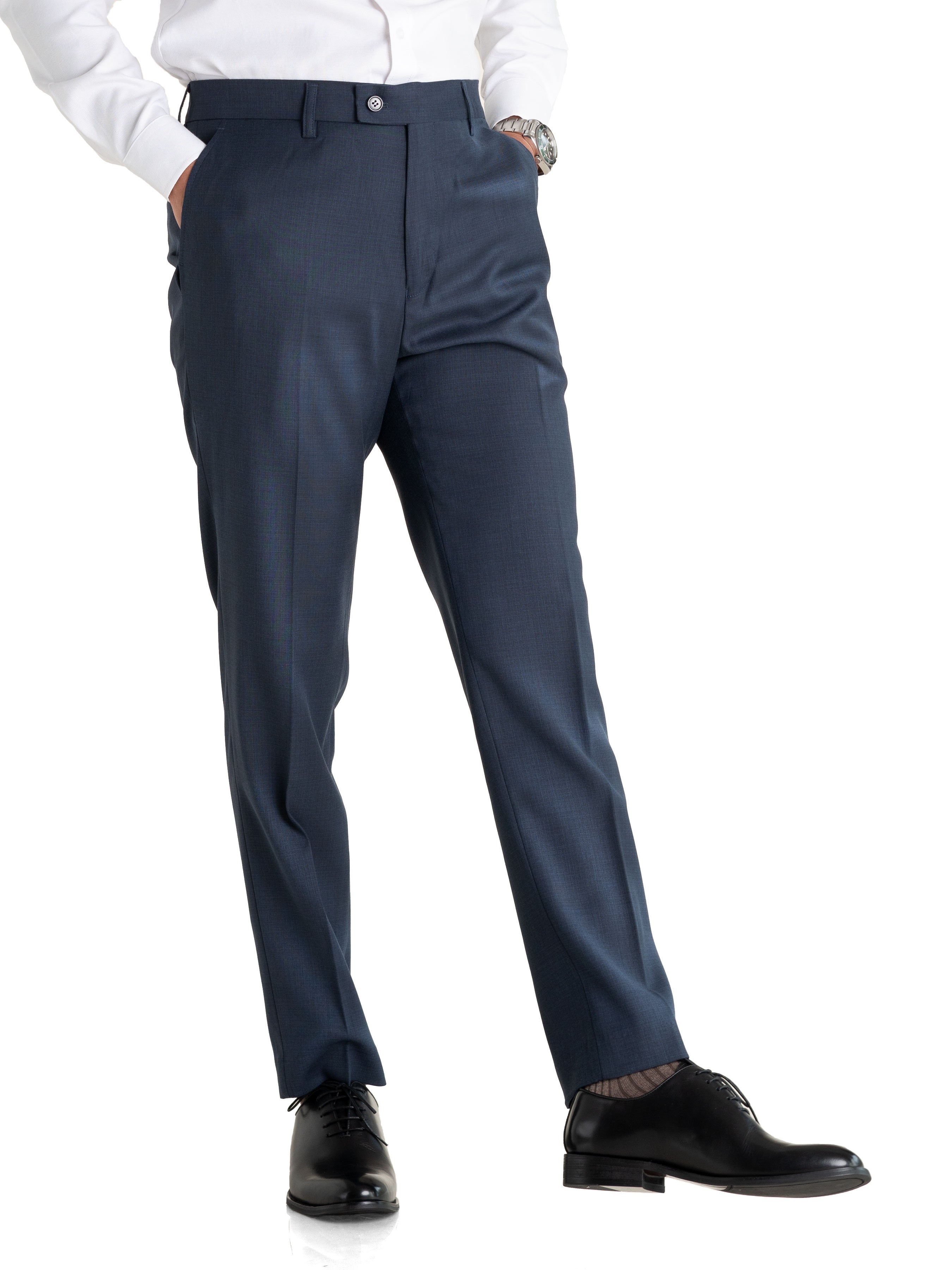 Trousers With Belt Loop - Yankees Blue (Stretchable) - Zeve Shoes