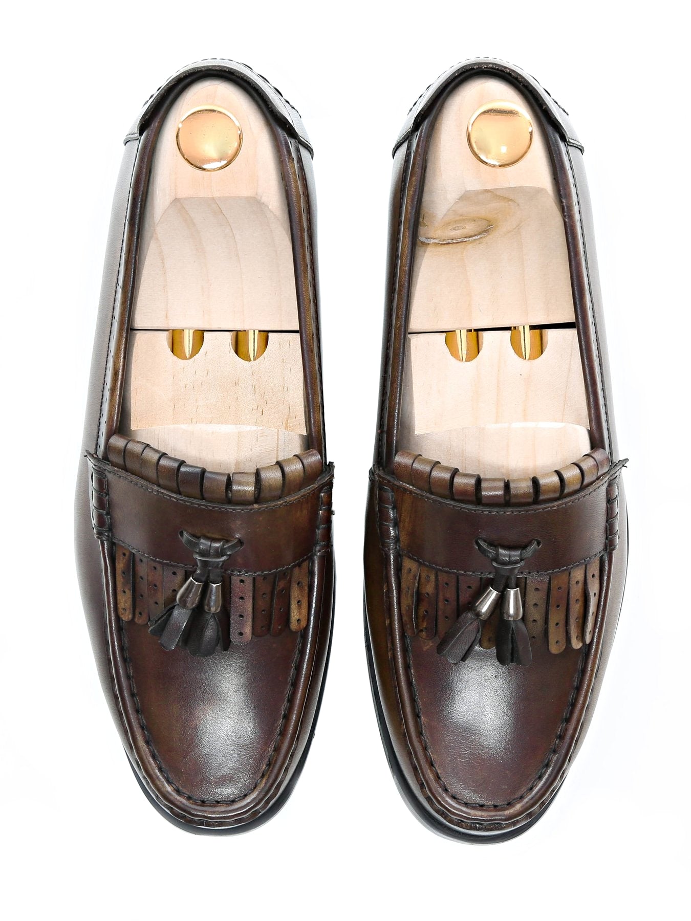 Fringe Classic Loafer - Khakis with Tassel (Hand Painted Patina) - Zeve Shoes