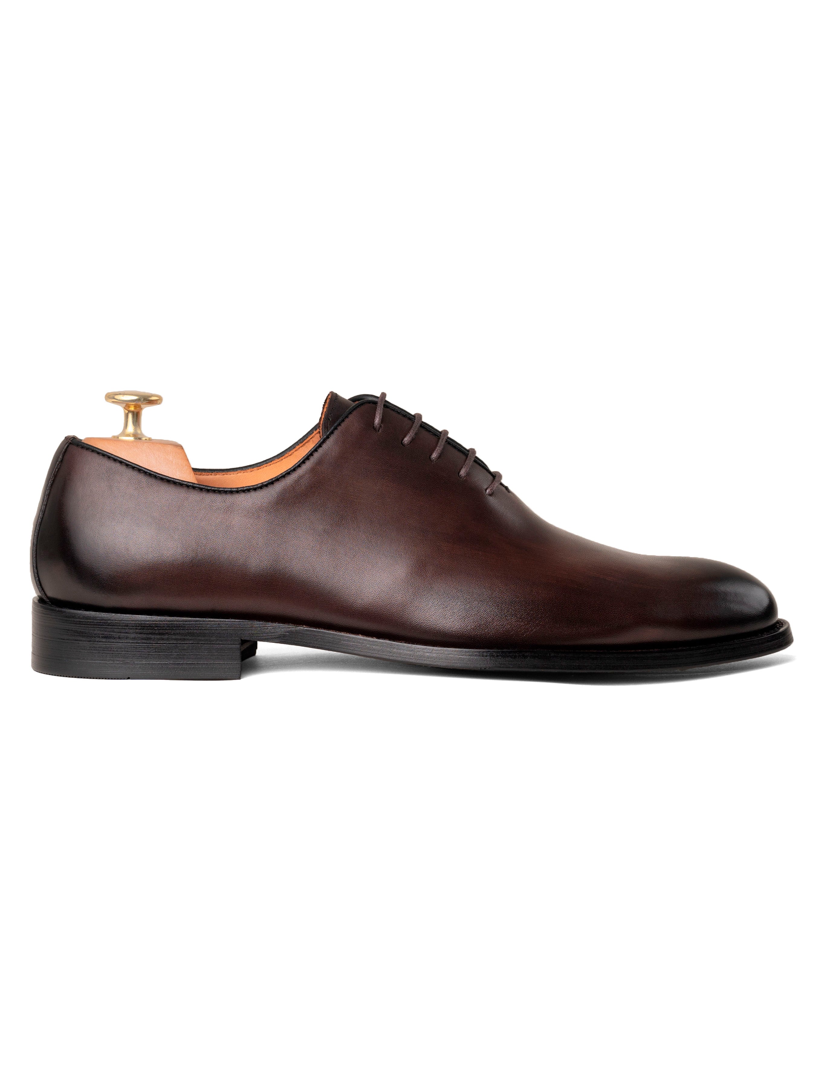 Wholecut Oxford - Dark Brown Lace up (Hand Painted Patina) | Zeve Shoes