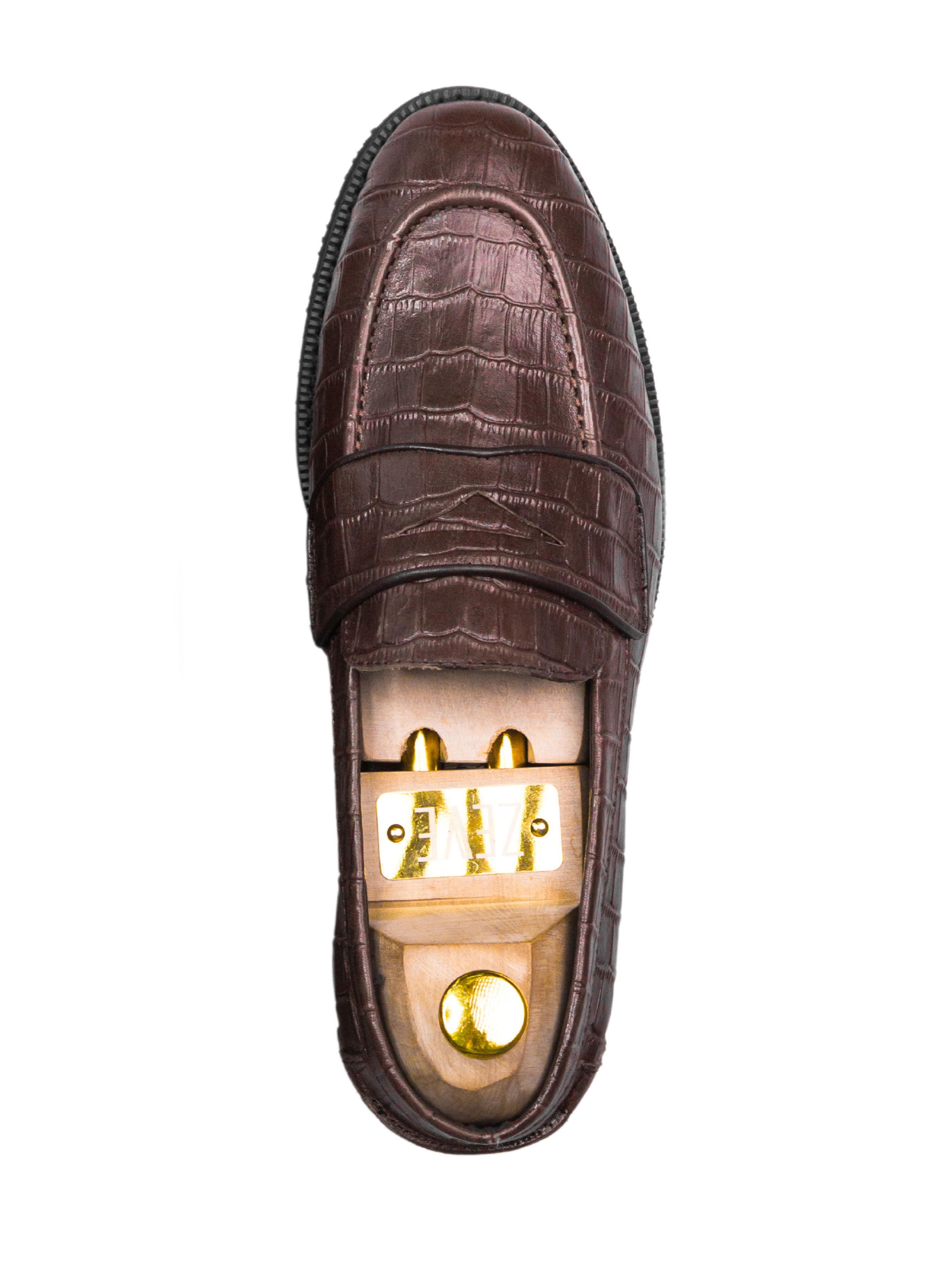 Wayne Penny Loafer - Coffee Croco Leather (Crepe Sole) - Zeve Shoes