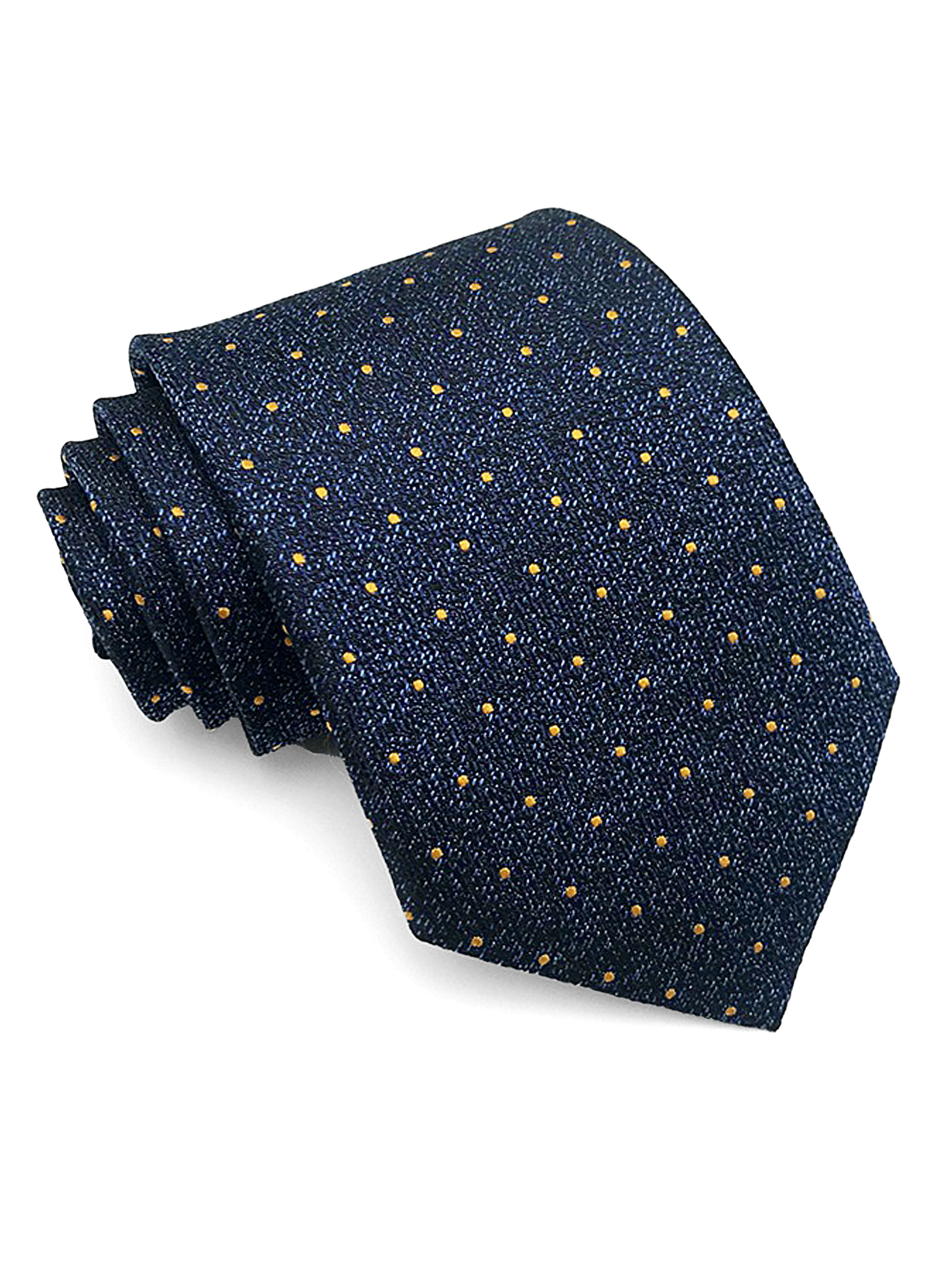 Polka Dot Tie - Black with Navy Blue Textured - Zeve Shoes