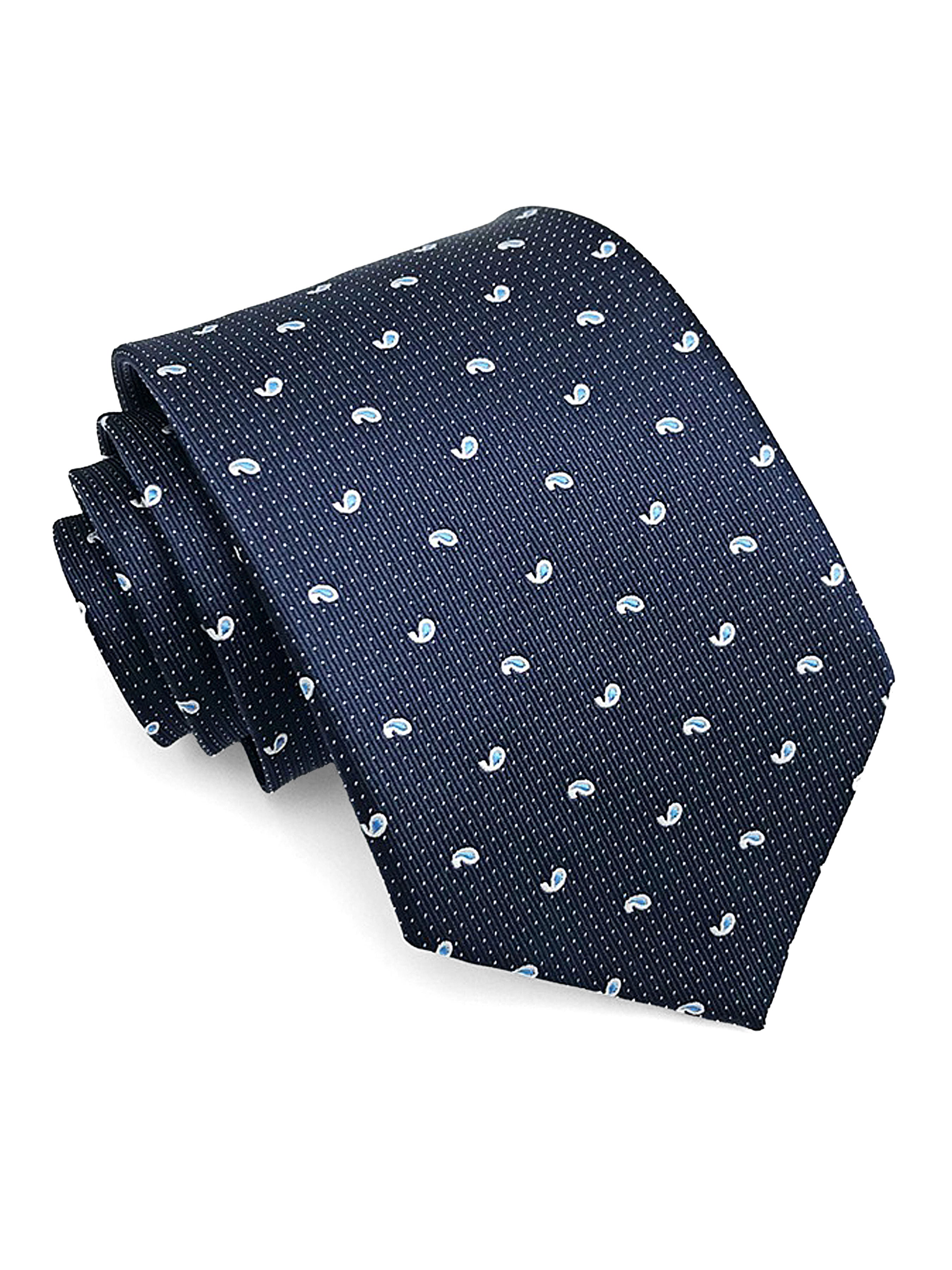 Budding Paisley Tie - Navy Blue with White Dot - Zeve Shoes
