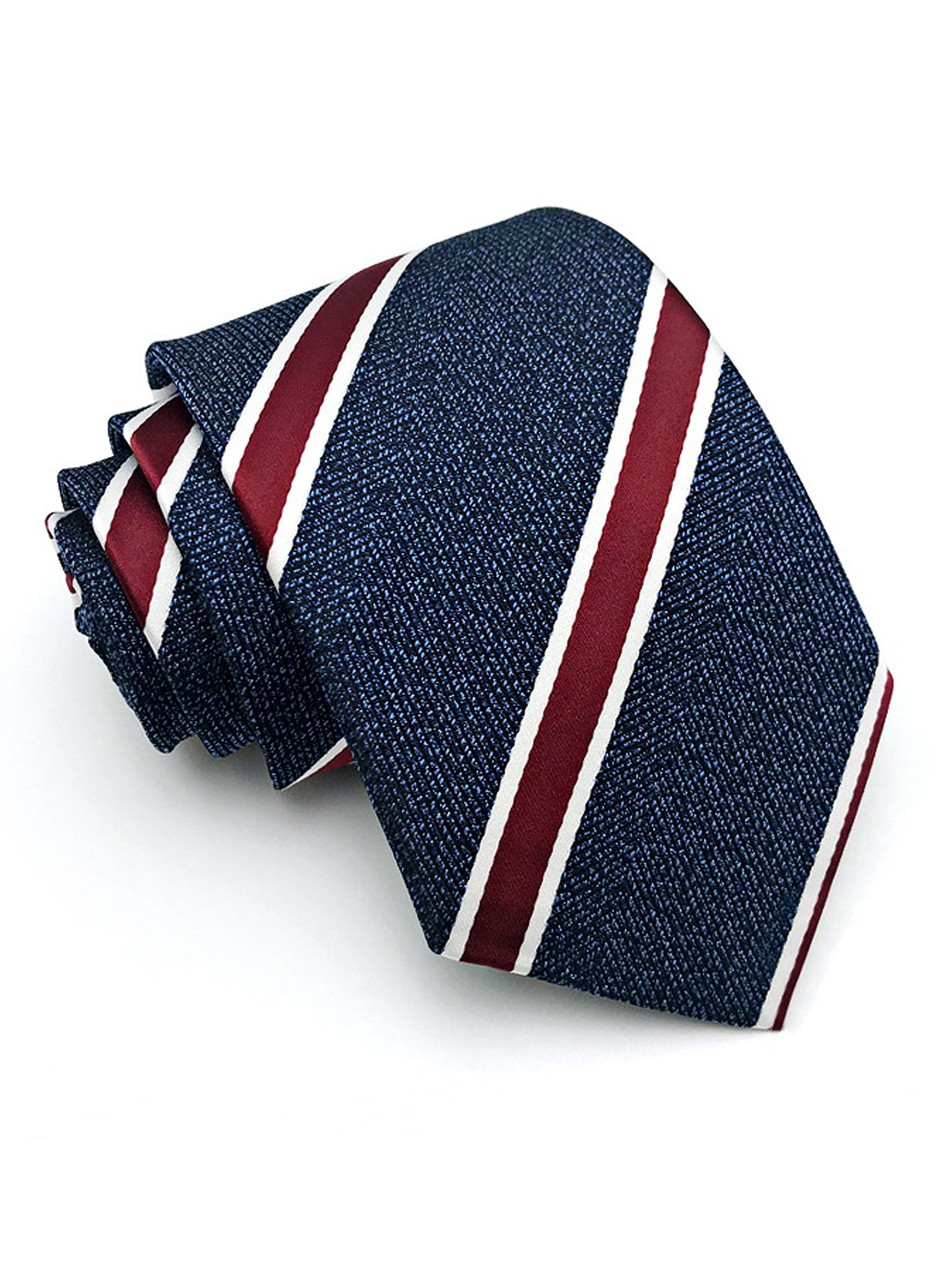 Stripes Tie - Navy Blue with Red Line - Zeve Shoes