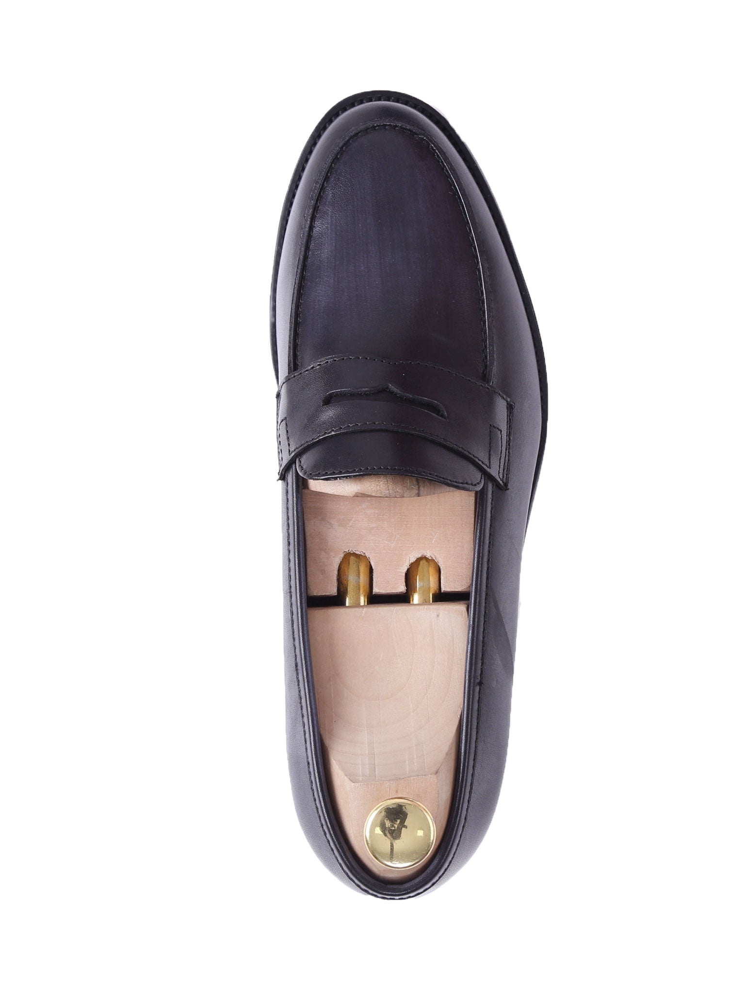 Penny Loafer - Black Grey (Hand Painted Patina) - Zeve Shoes